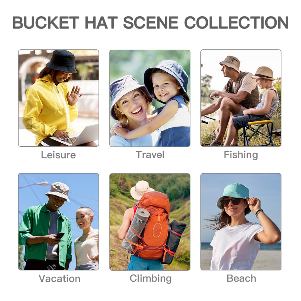 Stylish Unisex Washed Cotton Bucket Hats for Women & Men - Packable Summer Sun Hat for Beach, Travel, Golf, Fishing & Outdoor Activities