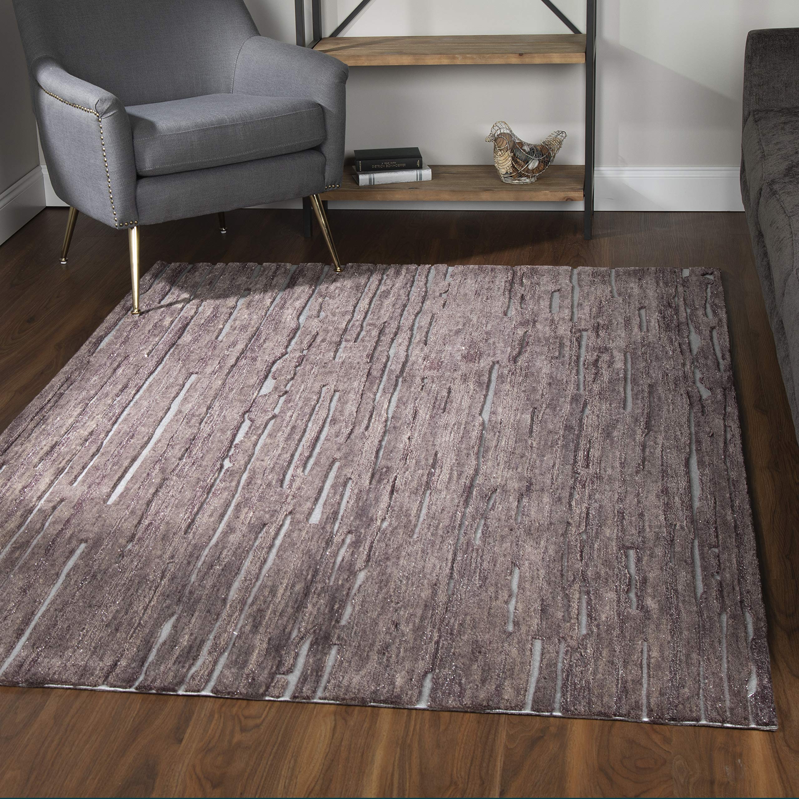 Addison Rugs Dazzle Area Rug 5x7.6 Feet - Soft Plush Eggplant Purple Living Room Rug for Bedroom, Dining Room & Home Decor