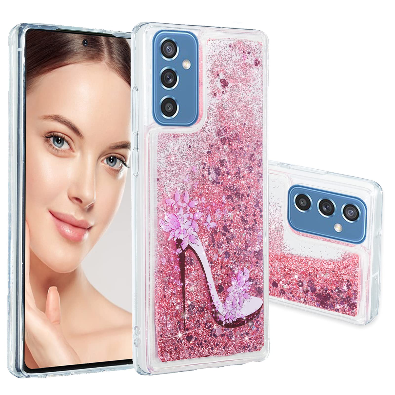 Samsung Galaxy M52 Phone Case - Sparkling Liquid Floating Design, Shock Absorption TPU Bumper, Slim Clear Cover for Samsung Galaxy M52 | Perfect for Everyday Use, Parties, and Special Occasions