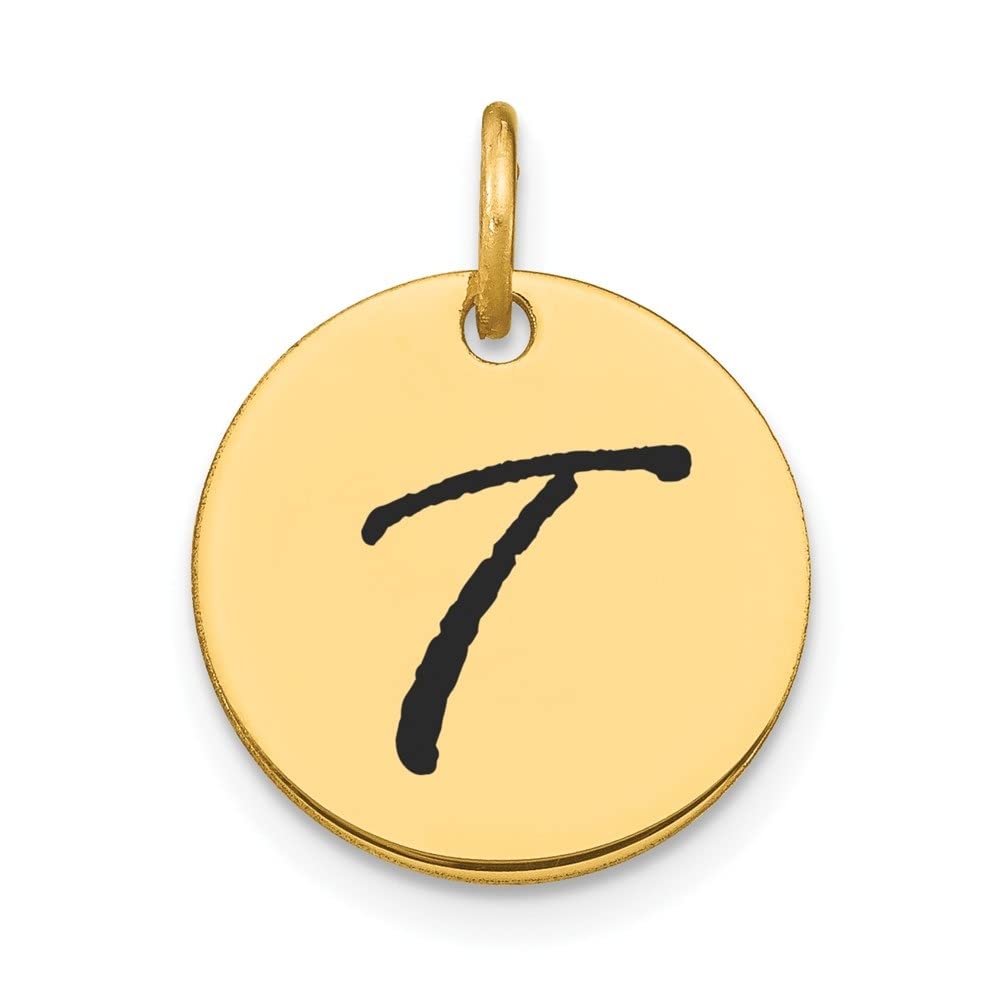 14K Gold Polished Black Enamel Initial Letter Charm Pendant Necklace for Women - Personalized Name Jewelry Gift for Her, Birthday, Anniversary & Everyday Wear