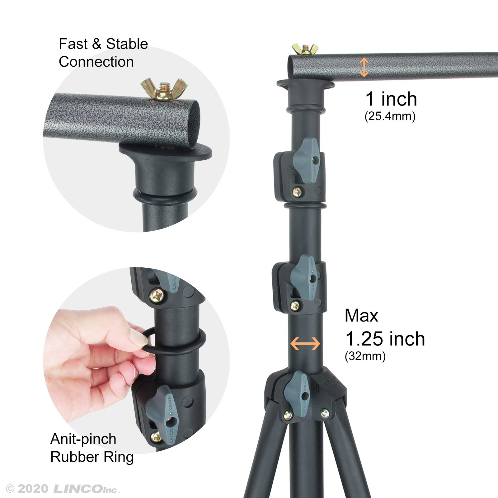 LINCO 9x20 ft Heavy Duty Backdrop Stand Kit - Professional Photography & Video Studio Background for Wedding, Party, Event - Perfect for Photo Shoots, YouTube Videos, and Live Streaming