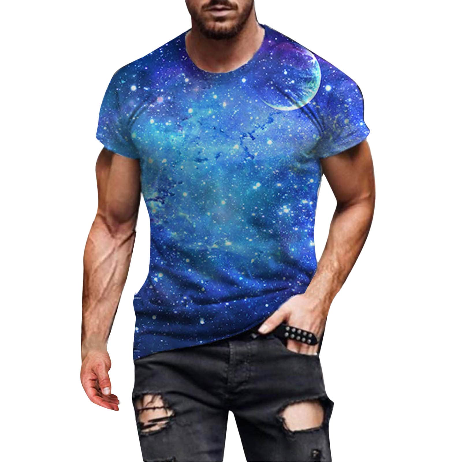 UBST Men's Soldier Short Sleeve T-Shirt - 3D Digital Galaxy Print Crewneck Tee for Summer Streetwear & Casual Beach Outfits | Lightweight Comfortable Cotton Shirt for Outdoor Activities, Parties and Daily Wear