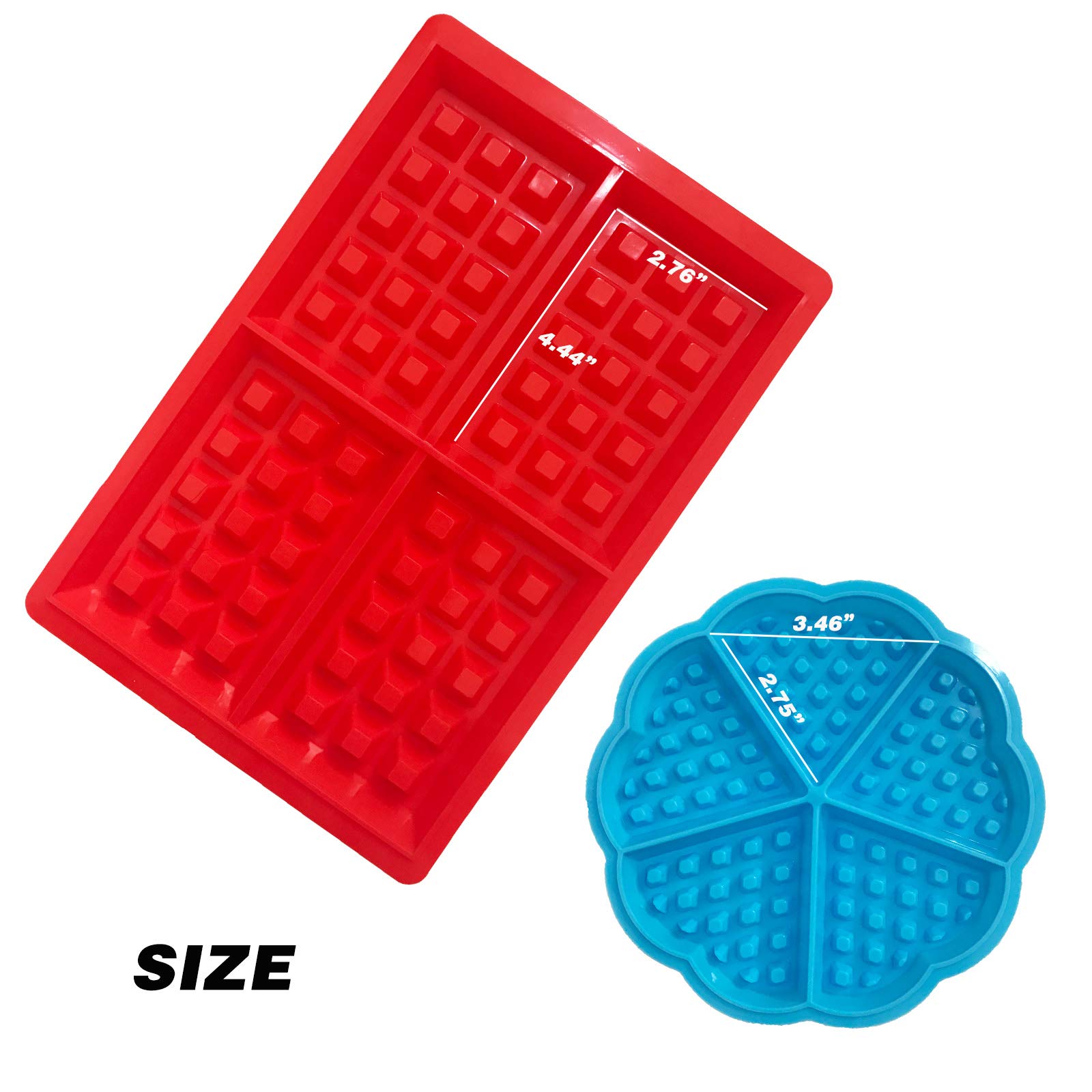 Set of 4 Non-Stick Silicone Waffle Molds - Heart & Square Shapes for Baking Chocolate Waffles, Muffins, Bread, Pies & Flans | BPA-Free Bakeware for Home Kitchen & Party Dessert Making