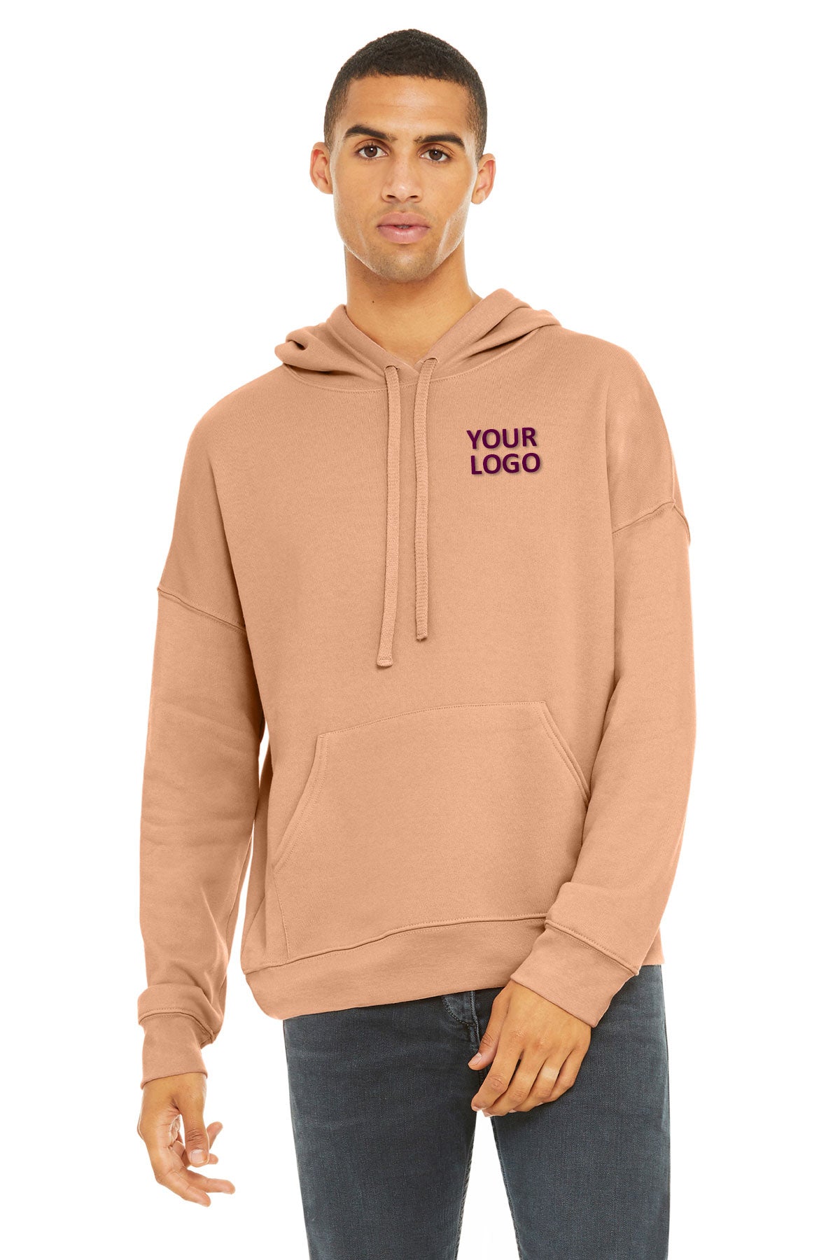 Bella Canvas Unisex Sponge Fleece Hoodie - Soft Peach Pullover for Men & Women | Cozy Loungewear, Casual Streetwear & Winter Layering