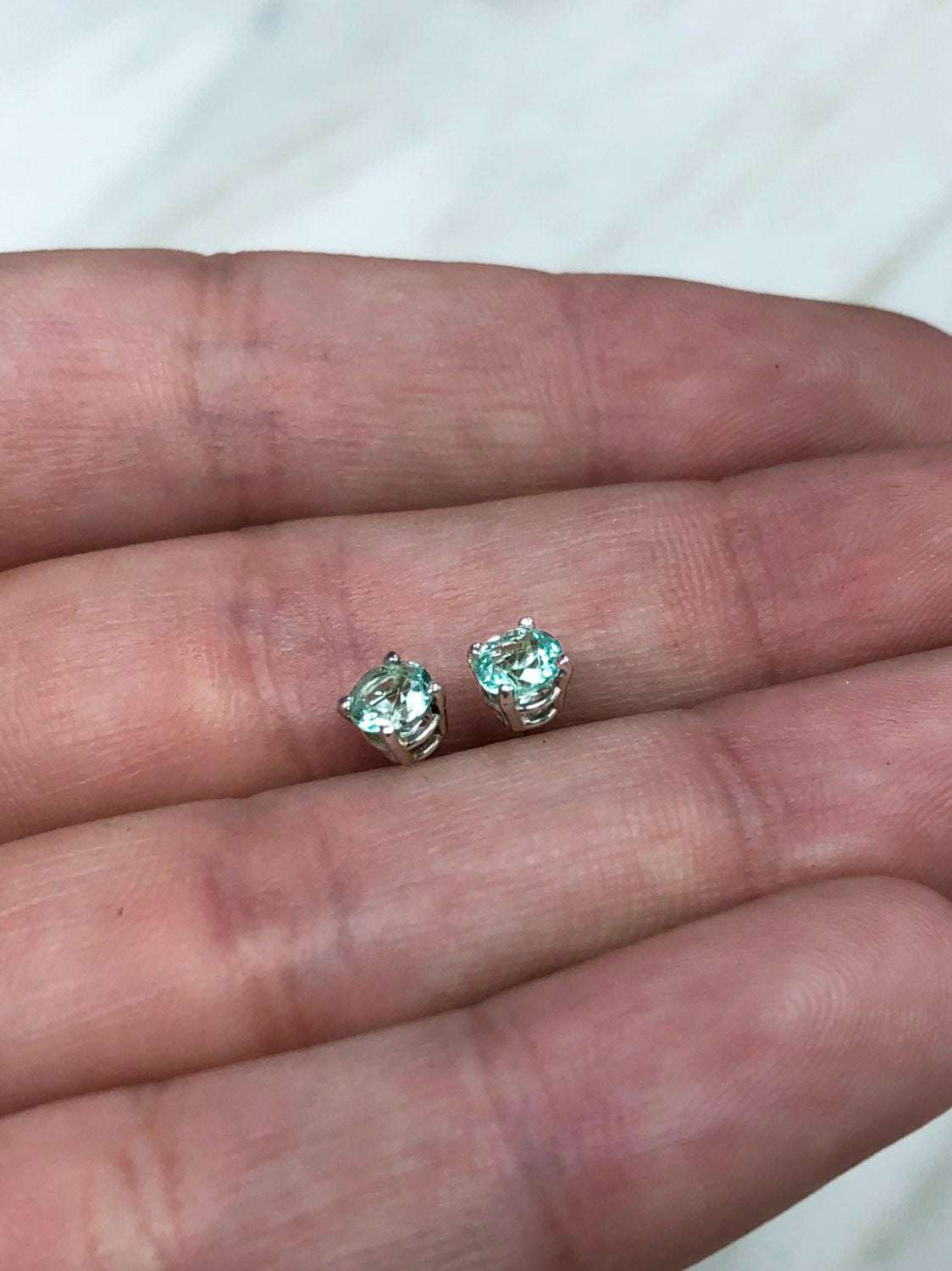 0.75tcw Bright Green Round Prong Round Emerald Stud Earrings in 925 Sterling Silver - Perfect for Weddings, Parties & Everyday Elegance