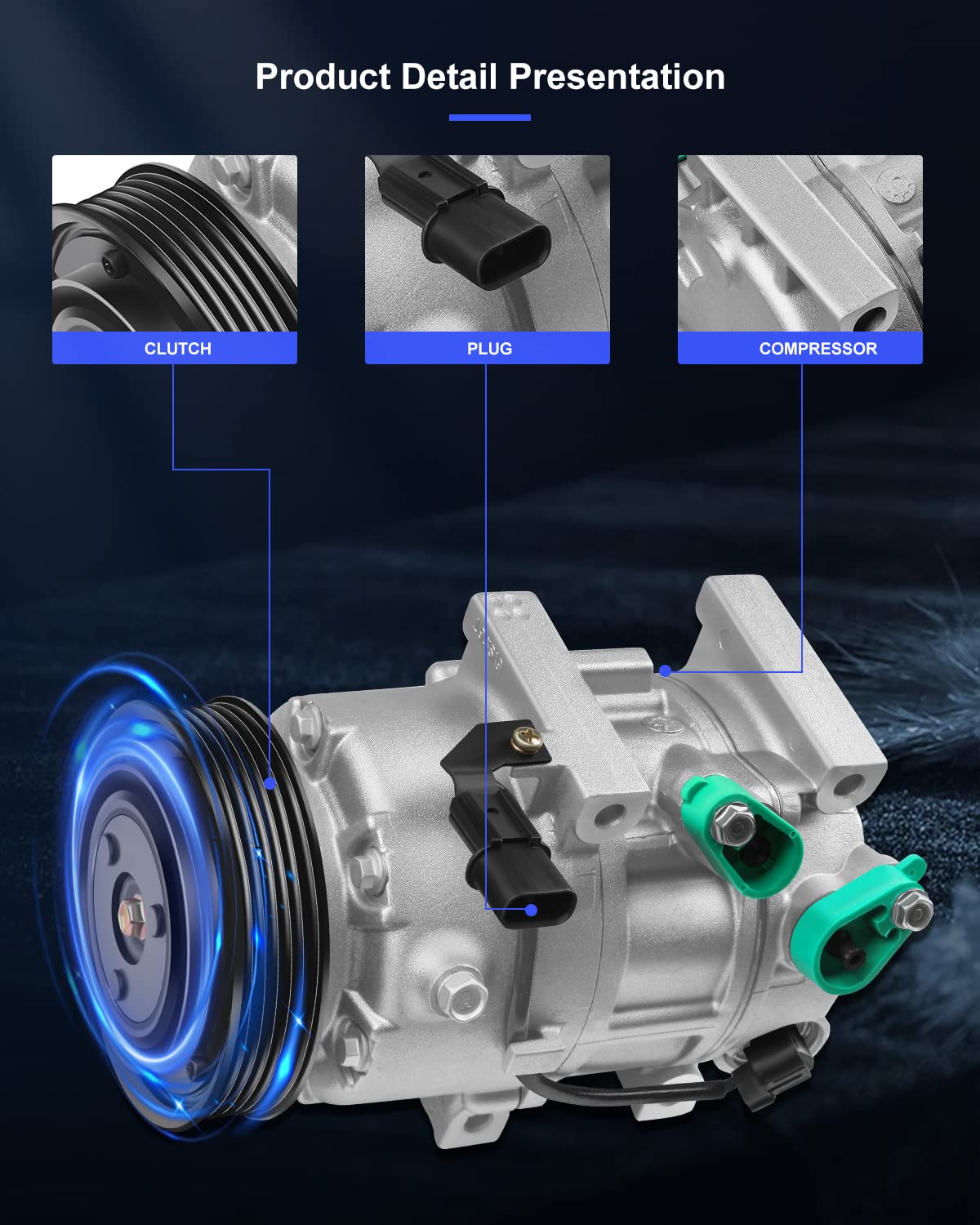 ECCPP Air Conditioning Compressor for Hyundai Sonata 2012-2018 & Kia Optima 2.0L 2.4L - A/C Compressor with Clutch - Perfect for Summer Cooling & HVAC System Repair