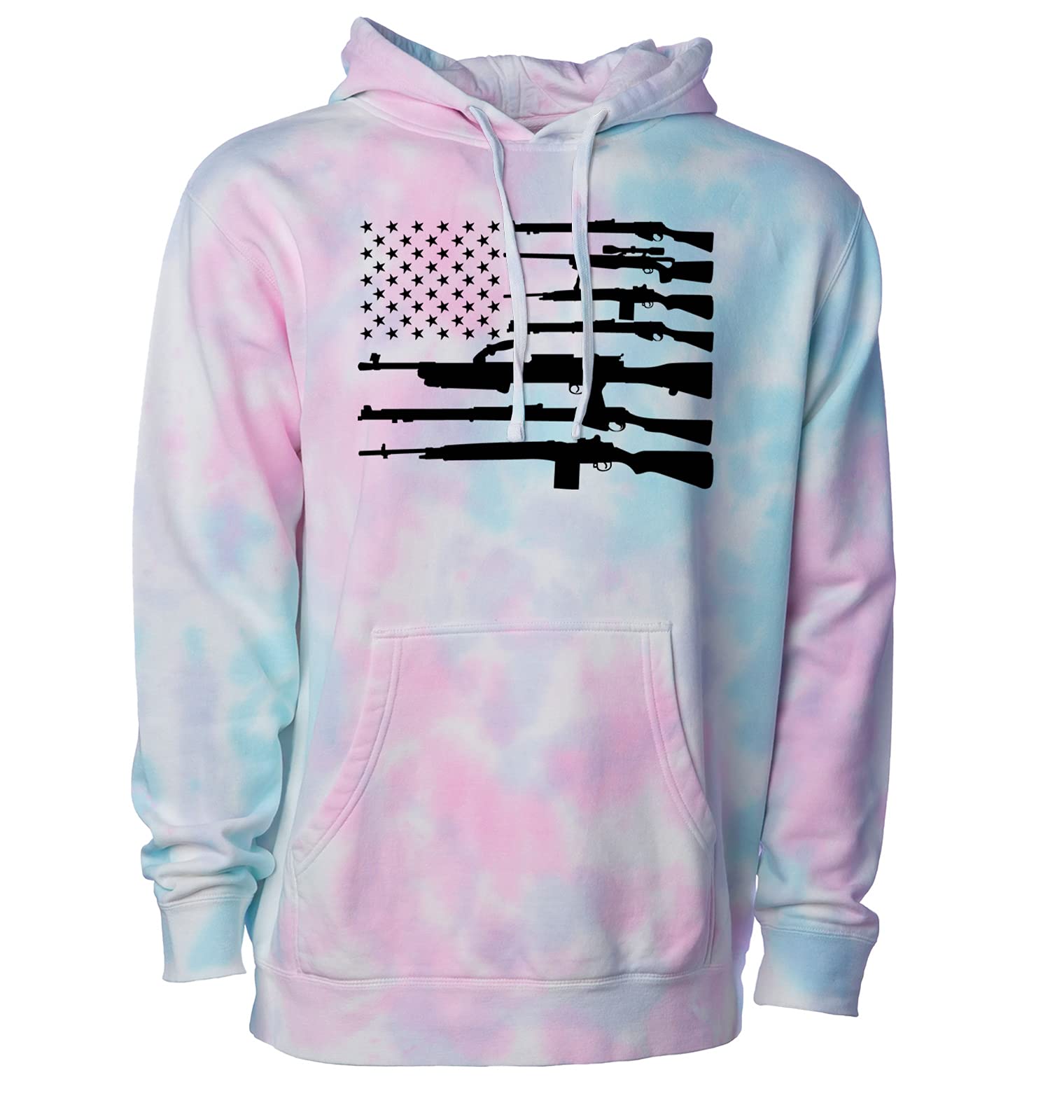 2nd Amendment USA Gun Flag Hoodie - Haase Unlimited Black Weapon Design Unisex Sweatshirt for Patriotic Americans | Perfect for Shooting Range, Gun Shows & Political Rallies