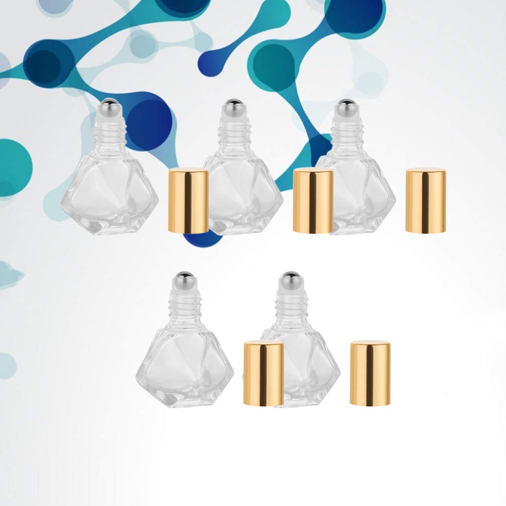 FRCOLOR 5 Pack 5ml Essential Oil Roller Bottles - Refillable Glass Roll On Bottles with Stainless Steel Roller Ball for Aromatherapy, Fragrance Oils & Liquids - Perfect for DIY Blends, Travel & Relaxation
