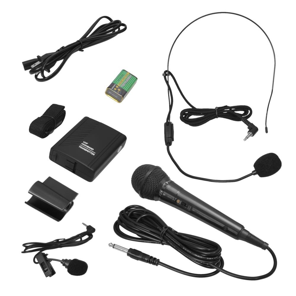 Pyle PWMA220BM Portable Outdoor PA Speaker System with Bluetooth, Rechargeable Battery, Belt Pack Transmitter & 3 Mics (Headset, Lavalier, Handheld) - Perfect for Outdoor Events, Parties, Public Speaking & Live Performances