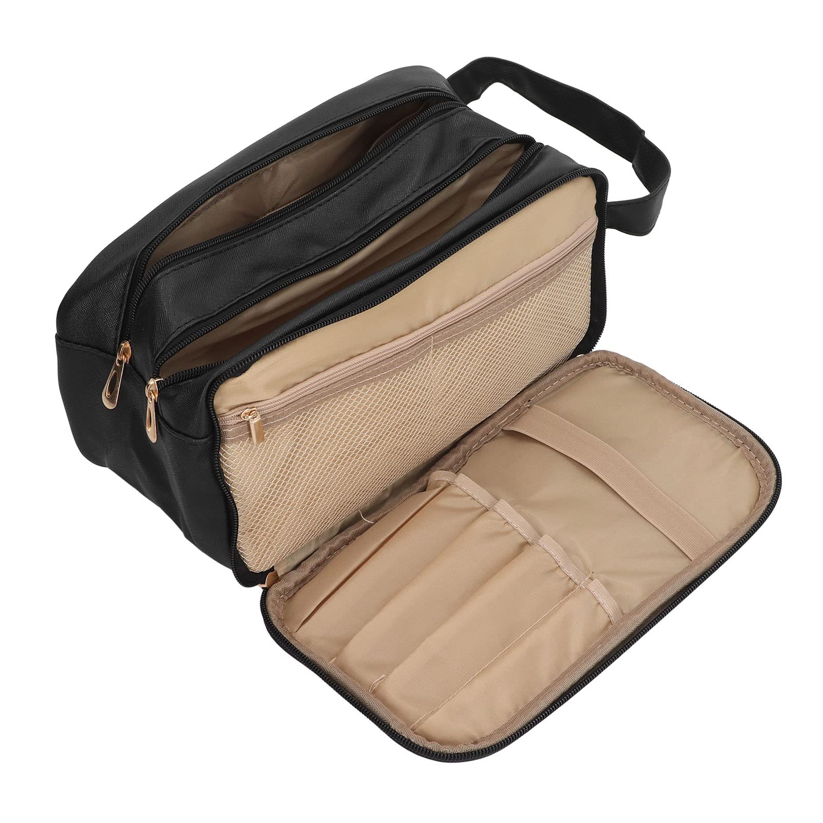 Waterproof Synthetic Leather Travel Cosmetic Bag for Men - Durable Makeup Organizer with Easy Cleaning, Perfect for Outdoor Trips & Gym Essentials (Black)