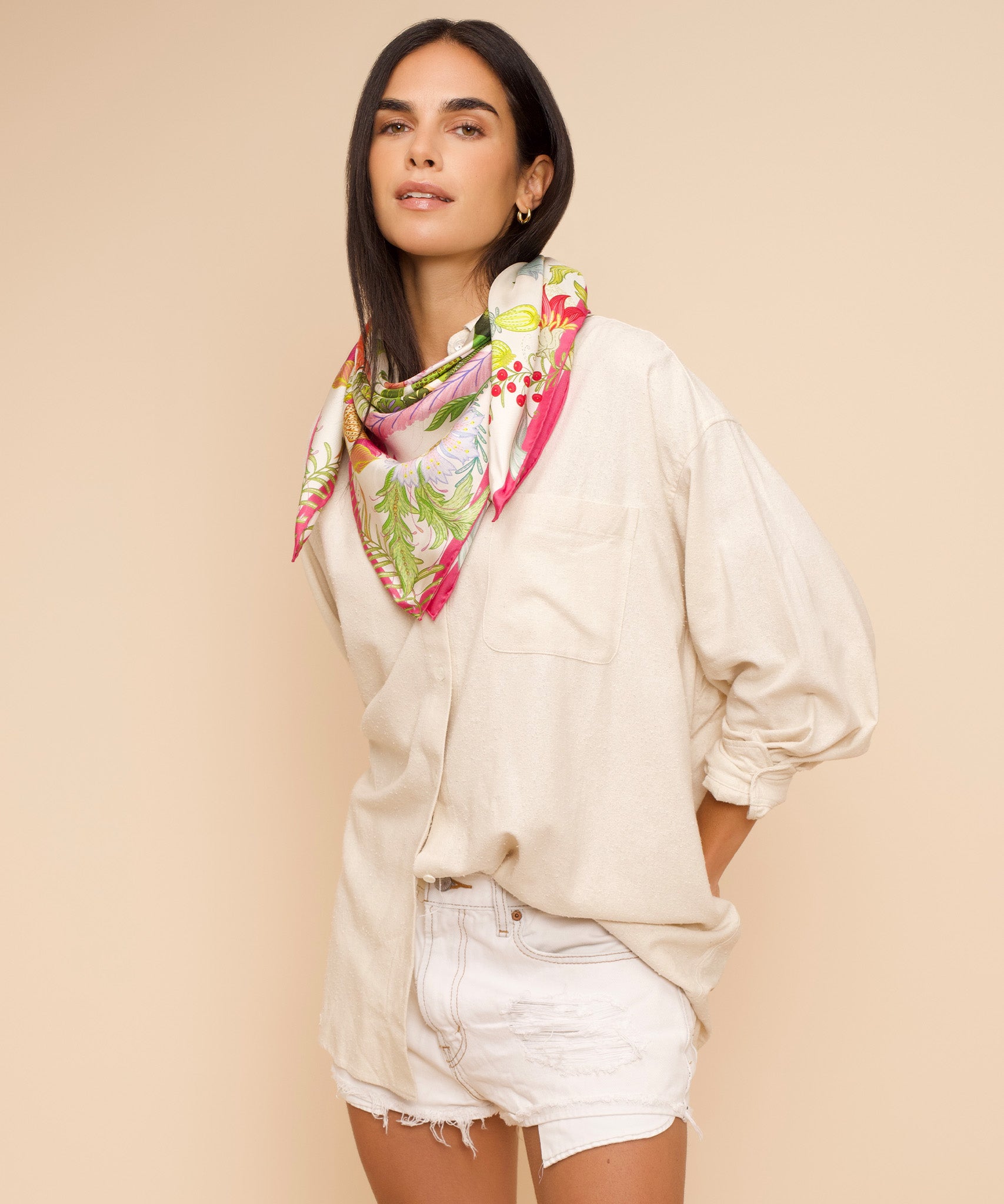 Oasis 35 Silk Square Scarf - Luxury Fashion Accessory for Women, Elegant Square Silk Scarf for Office, Travel & Special Occasions