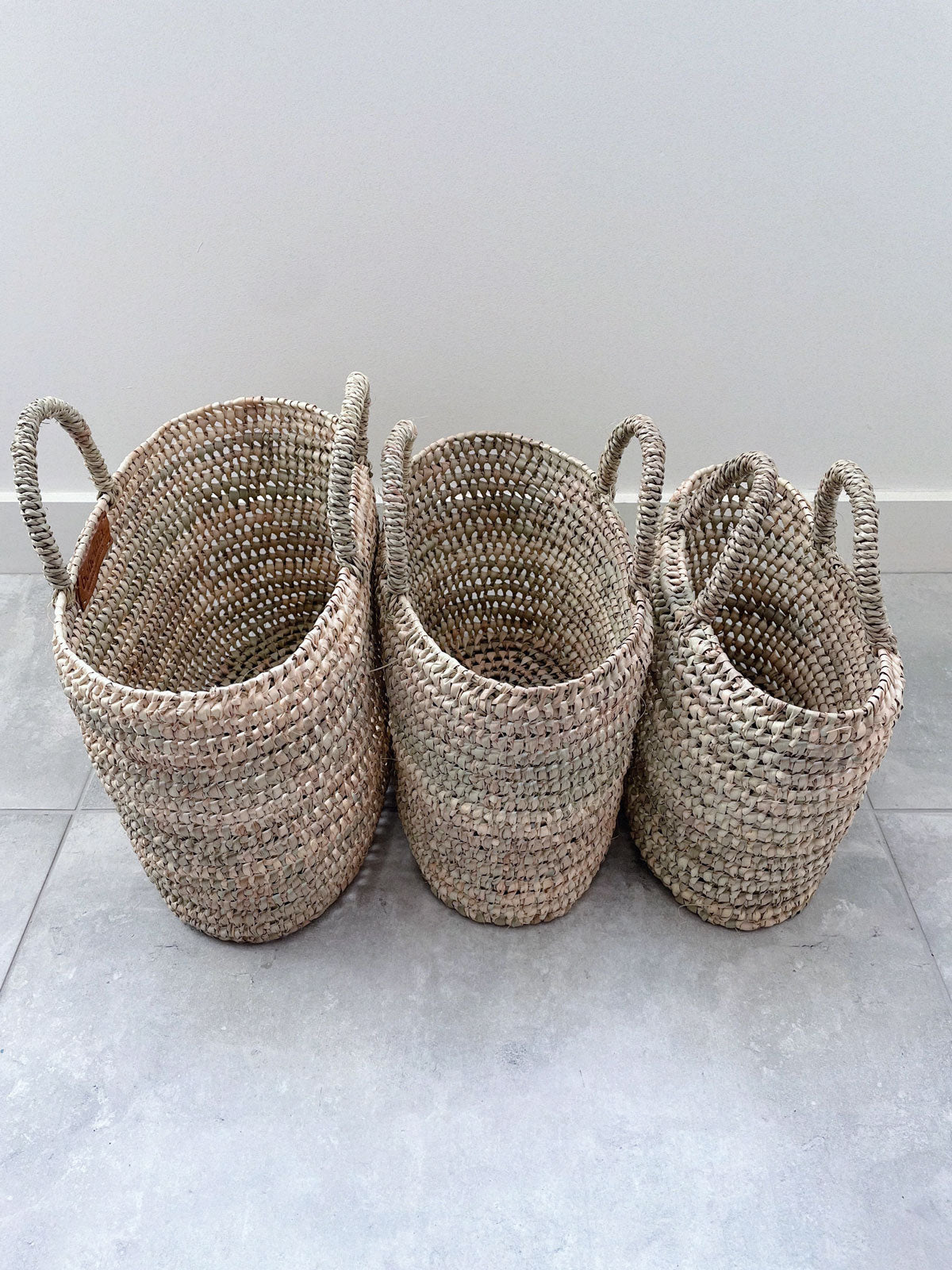 Stylish Oval Open Weave Nesting Baskets - Set of 3 Natural Rattan Storage Bins for Home Organization | Perfect for Living Room Decor, Bathroom Storage & Nursery Organization
