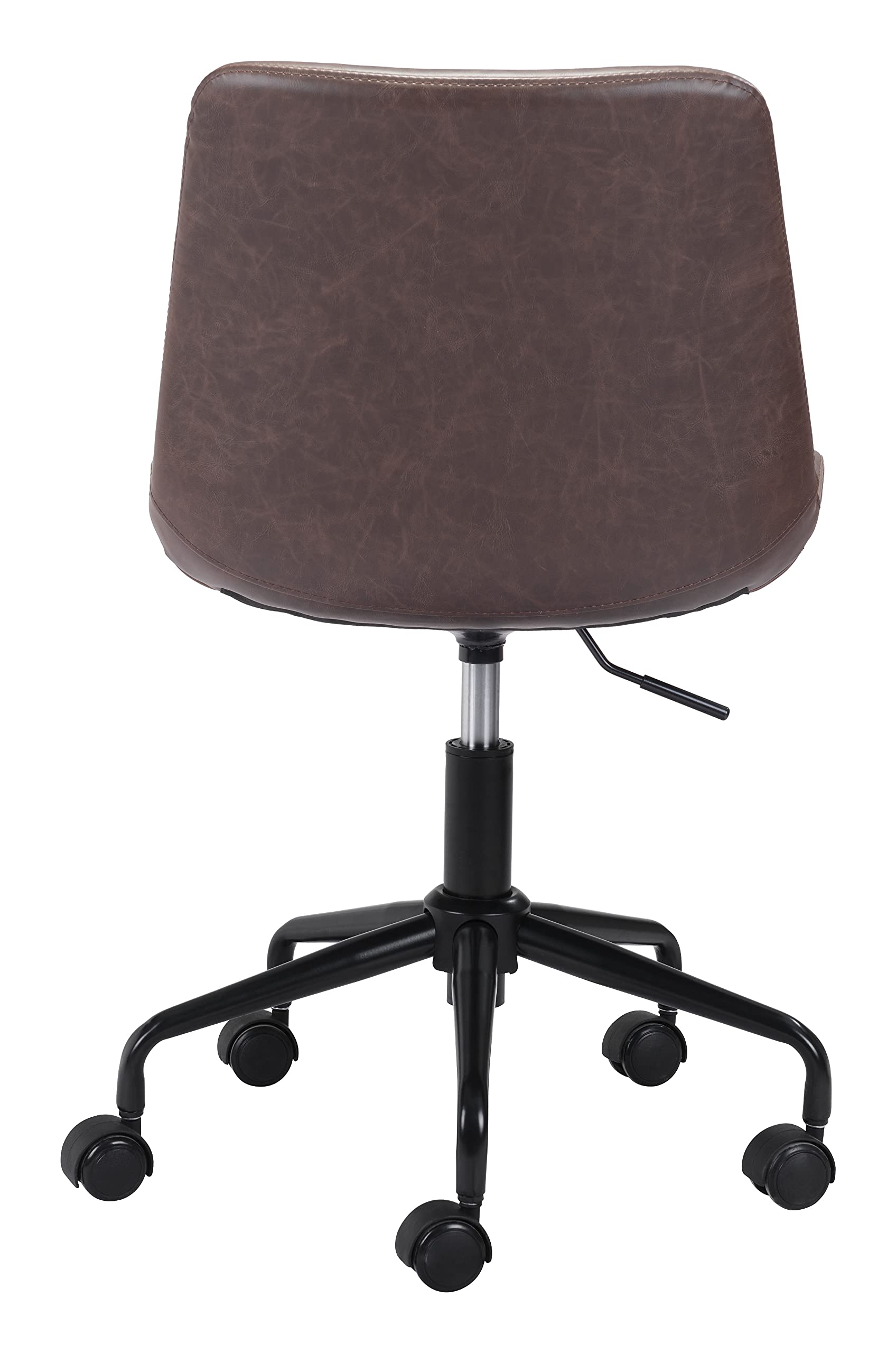 Zuo Byron Ergonomic Office Chair - Adjustable Height & Lumbar Support, Brown Leather Executive Chair for Home & Office Workspace, Comfortable Desk Chair for Long Hours Sitting