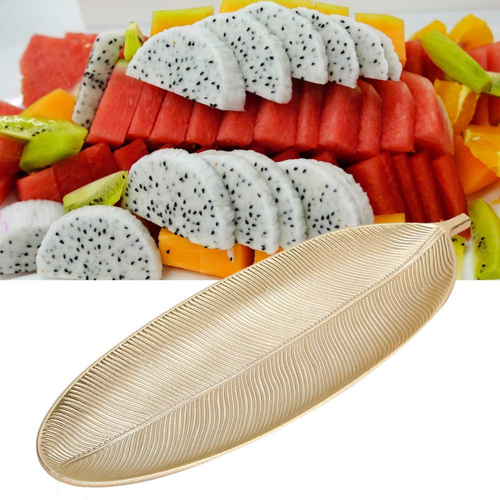 Gold Jewelry Organizer Display Tray - Leaf Shape Fruit Dessert Serving Dish for Nuts Snacks, Home Decor & Store Display | Perfect for Ring Organizer, Party Serving & Tableware Decoration