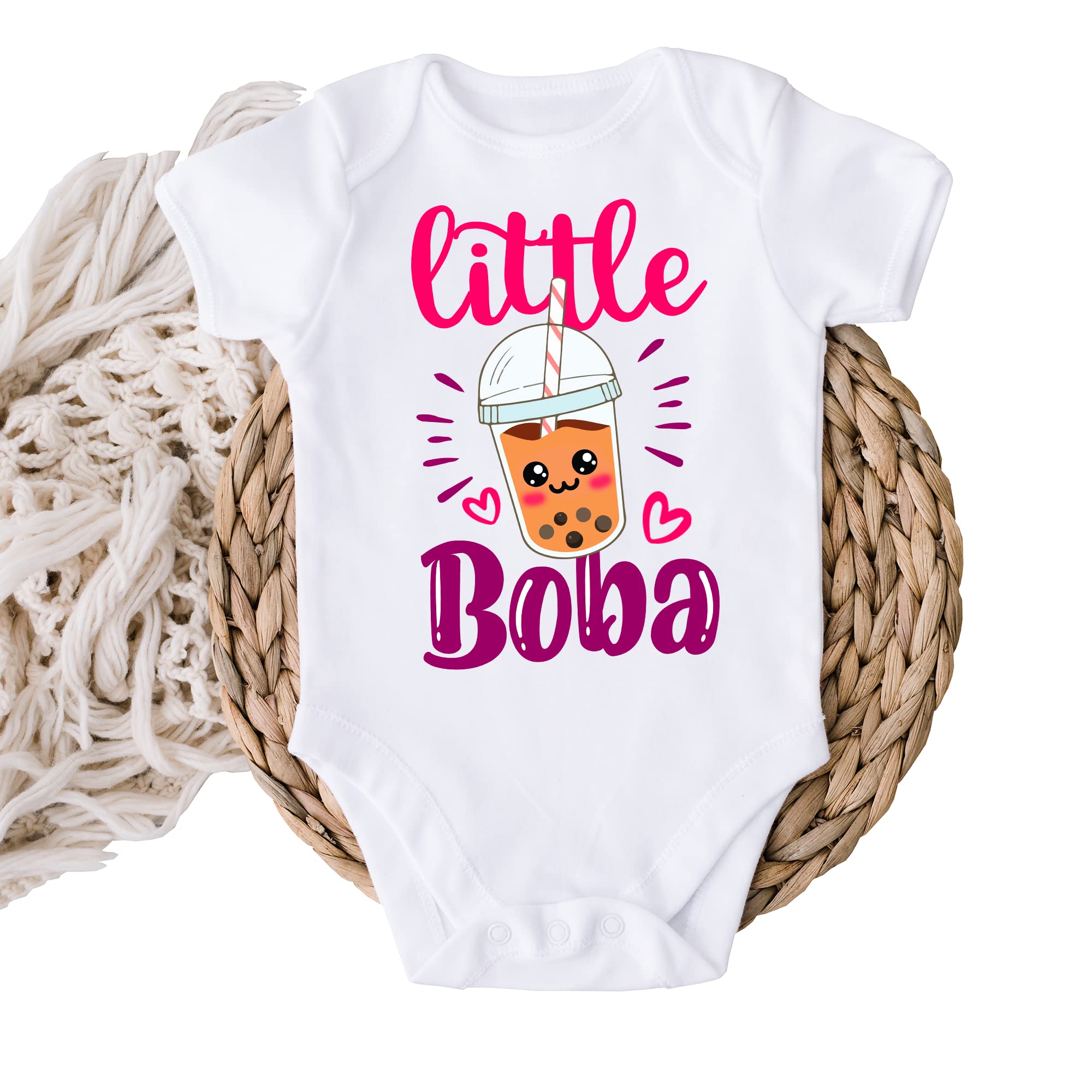 Little Boba Baby Bodysuit - Cute Pearl Milk Tea Infant Outfit | Bubble Tea Themed Newborn Jumpsuit for Tea Lovers | Perfect for Photoshoots, Birthday Parties & Daily Wear