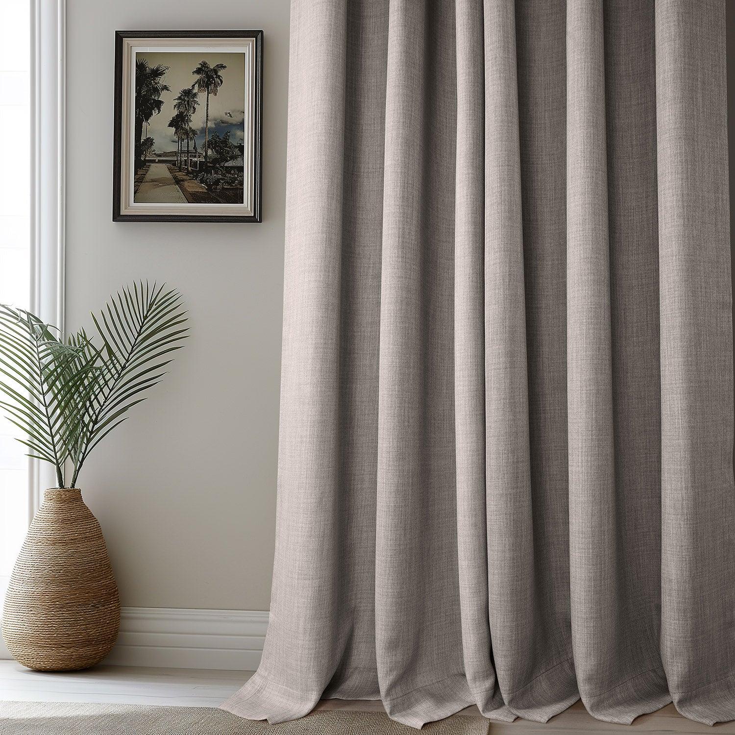 Clay French Pleat Textured Faux Linen Blackout Curtains - Thermal Insulated Window Drapes for Bedroom, Living Room & Home Decor