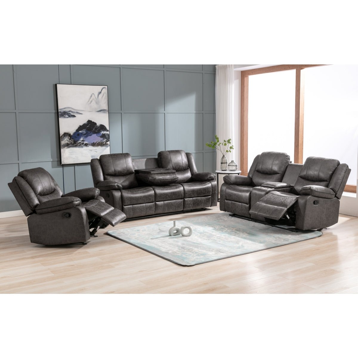 Everett Rocker Recliner Chair - Comfortable Leather Rocking Recliner with Padded Seat & Backrest - Perfect for Living Room, Nursery, or Bedroom Relaxation