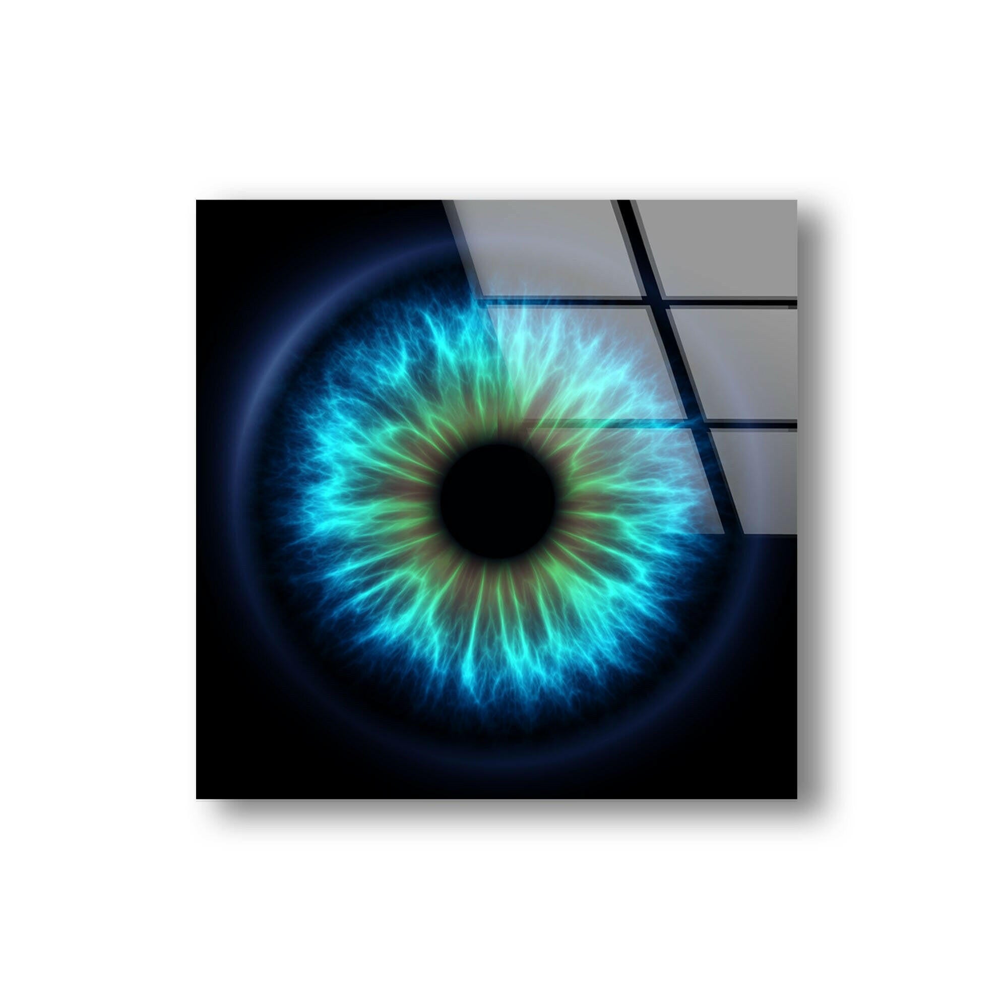 Blue Eye Glass Wall Art Decor - Handmade Bohemian Style Hanging Ornament for Home, Office & Spiritual Spaces
