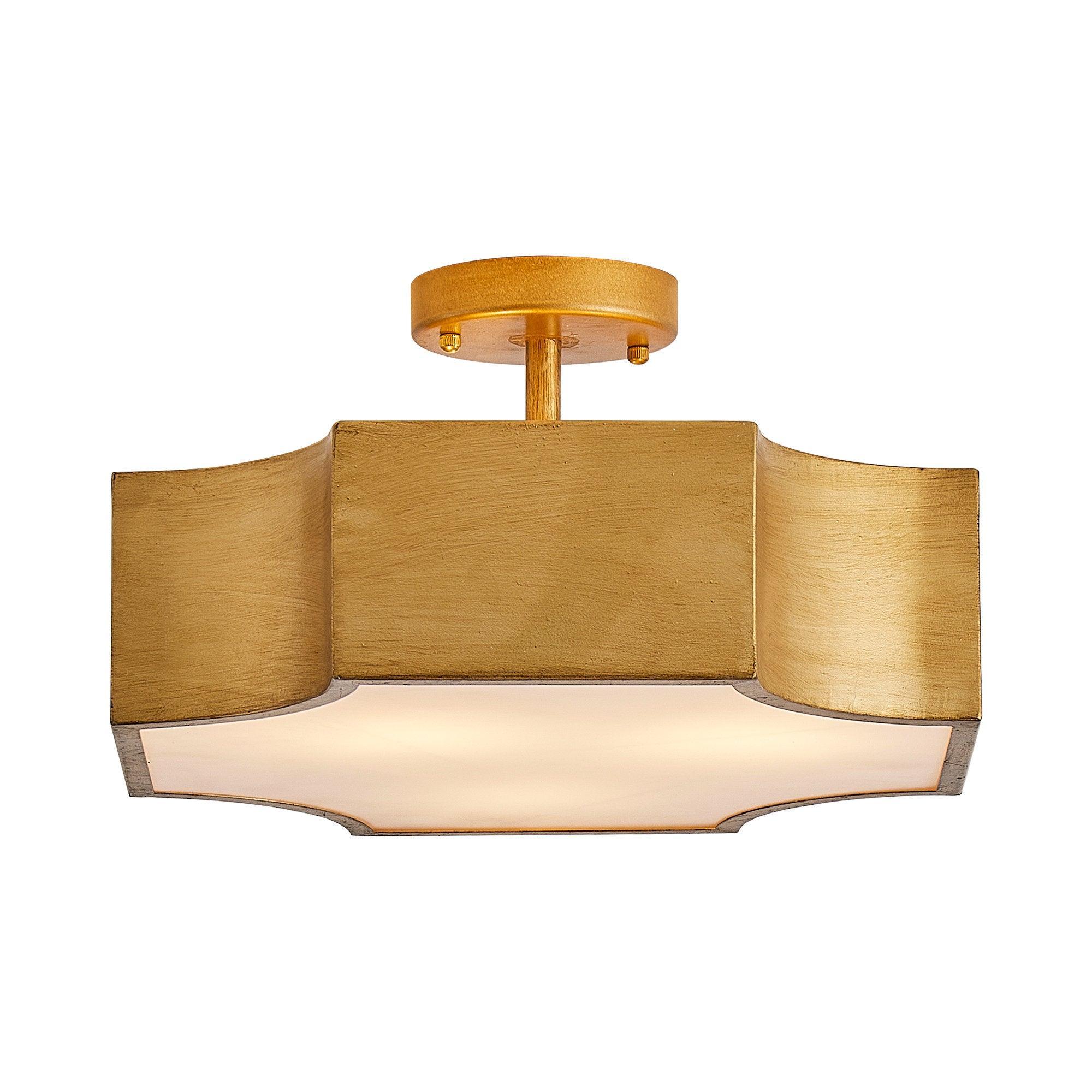 Vintage Golden LED Semi Flush Mount Ceiling Light Fixture - 3 Lights, Energy Efficient, Warm White - Perfect for Entryway, Hallway, Closet, Kitchen, Bedroom, and Dining Room Lighting