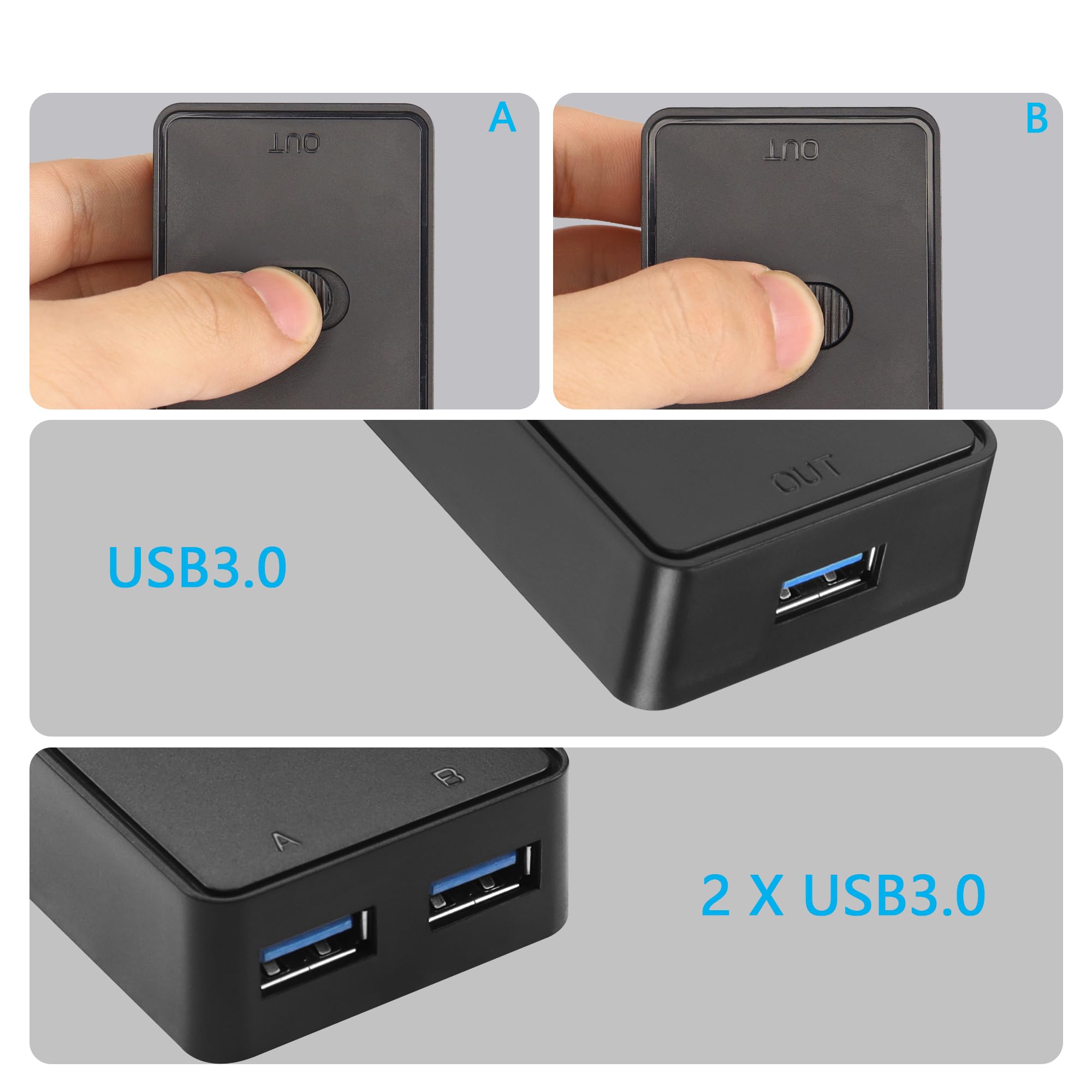 CERRXIAN USB 3.0 Switch Selector 2-in-1 for Keyboard Mouse Printer - Home Office Use
