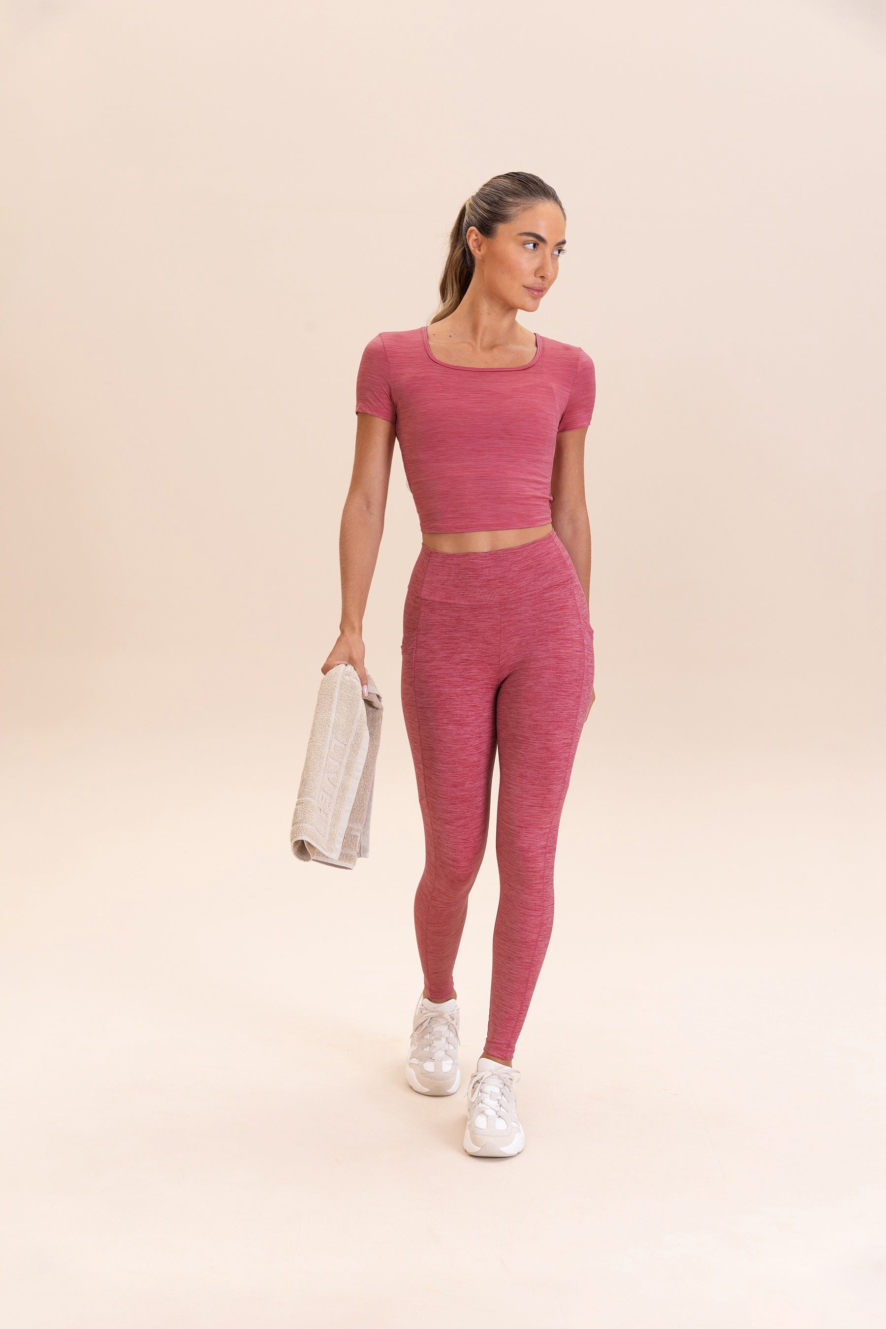 Melange Leggings for Women - High Waisted Yoga Pants with Pockets - Soft & Stretchy Workout Leggings for Running, Gym, Lounge & Everyday Wear