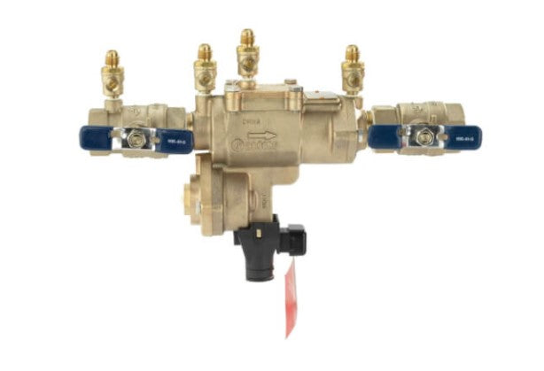 Febco F1314 1-1/4 Inch Bronze Reduced Pressure Zone Backflow Preventer Assembly with Quarter Turn Shutoff & Flood Sensor 860 QT RP FS - Ideal for Irrigation Systems, Water Supply Lines, and Commercial Plumbing Applications