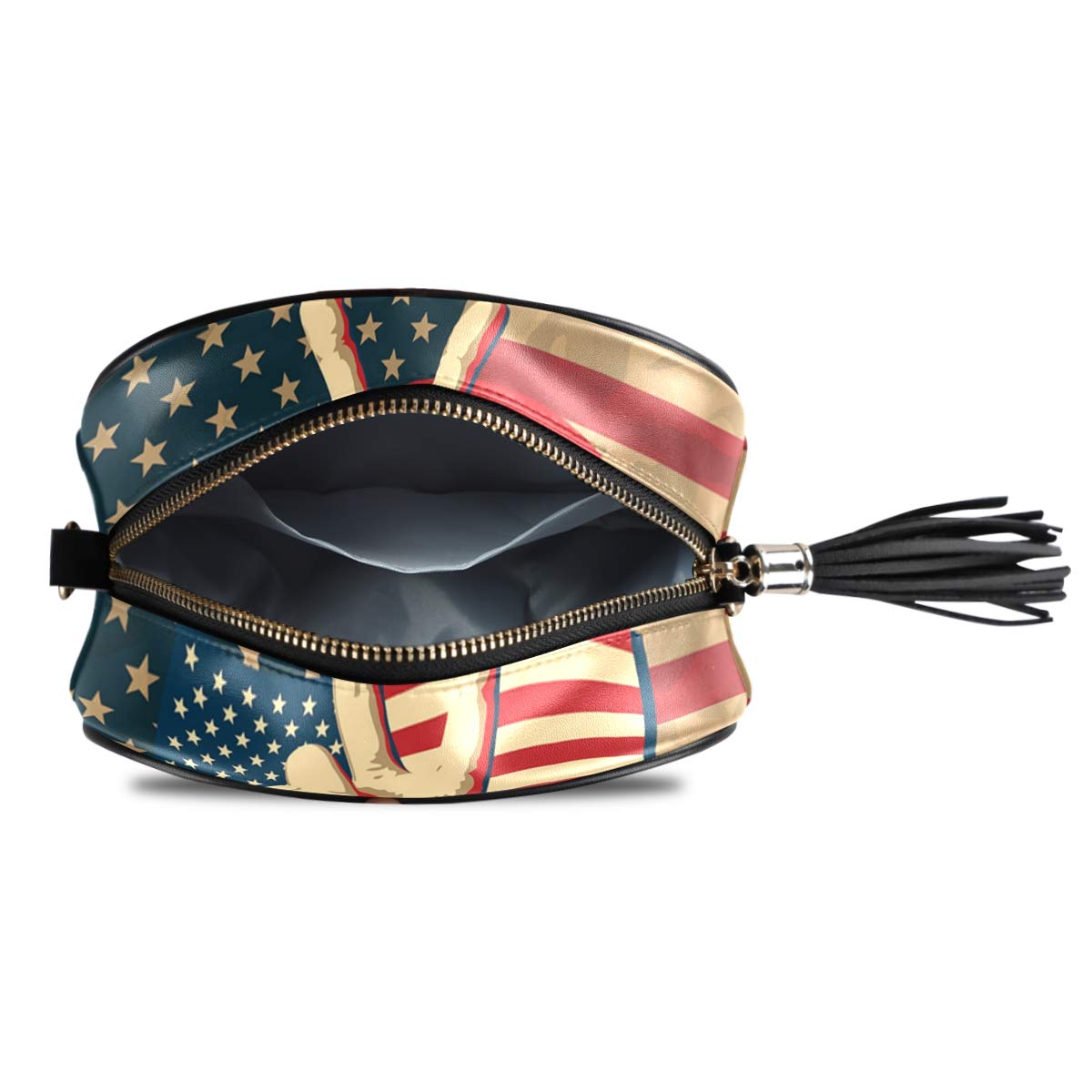 ALAZA Women's PU Leather Crossbody Bag with USA Flag & Tassel - Stylish Shoulder Purse for Casual Outings, Travel & Daily Use