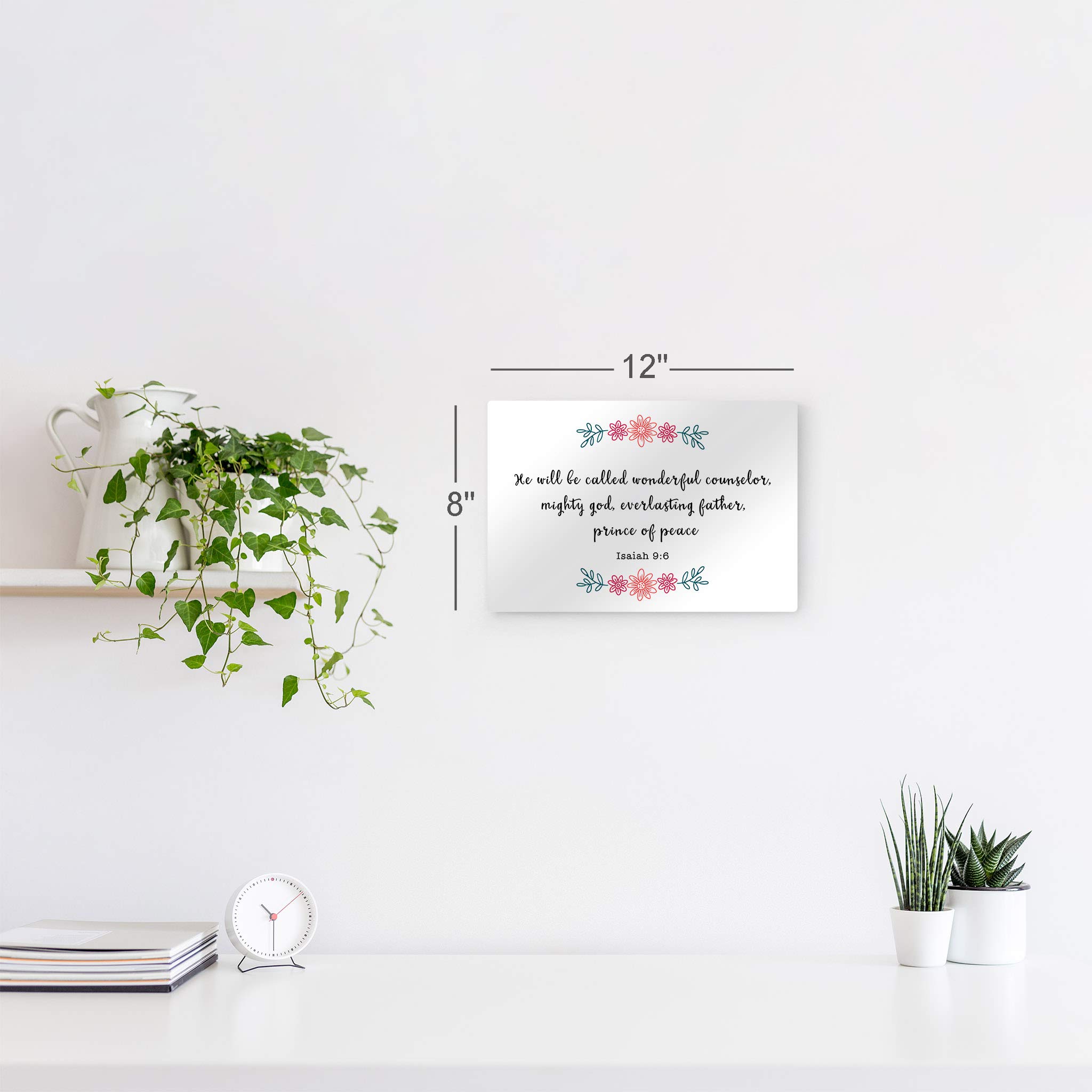 Smile Art Design Isaiah 9:6 Scripture Wall Art - Christian Metal Print Bible Verse Decor with 'Wonderful Counselor, Mighty God' Quote - Ready to Hang 24x36 - Perfect for Home, Church & Office Inspiration