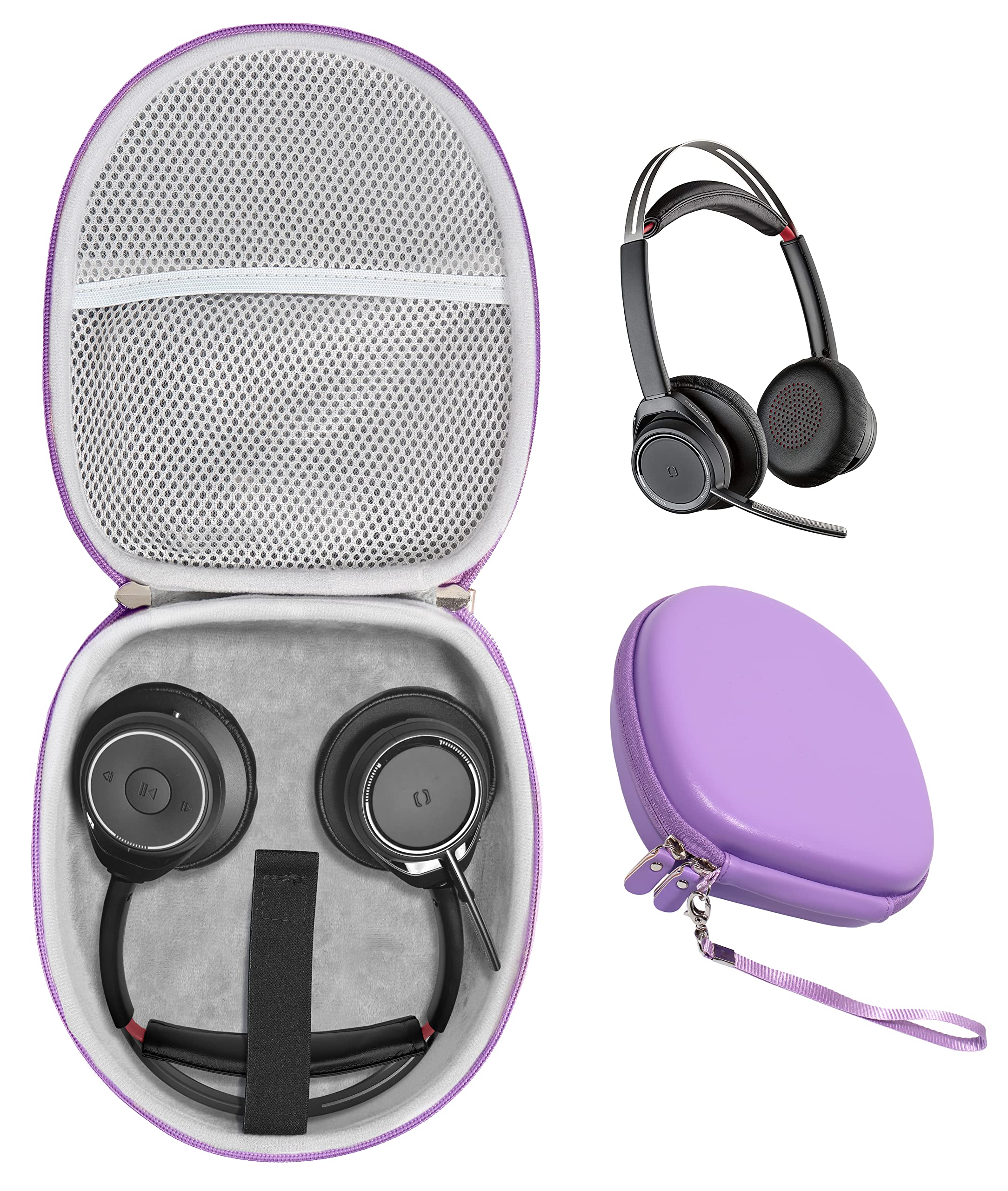 Plantronics Voyager Focus & Jabra Evolve Headset Case - Compatible with Blackwire 3210/5210/3220 & Evolve 65/40/20 UC/H800/H540/H650e - Purple Protective Travel Storage for Office, Business Calls & Remote Work