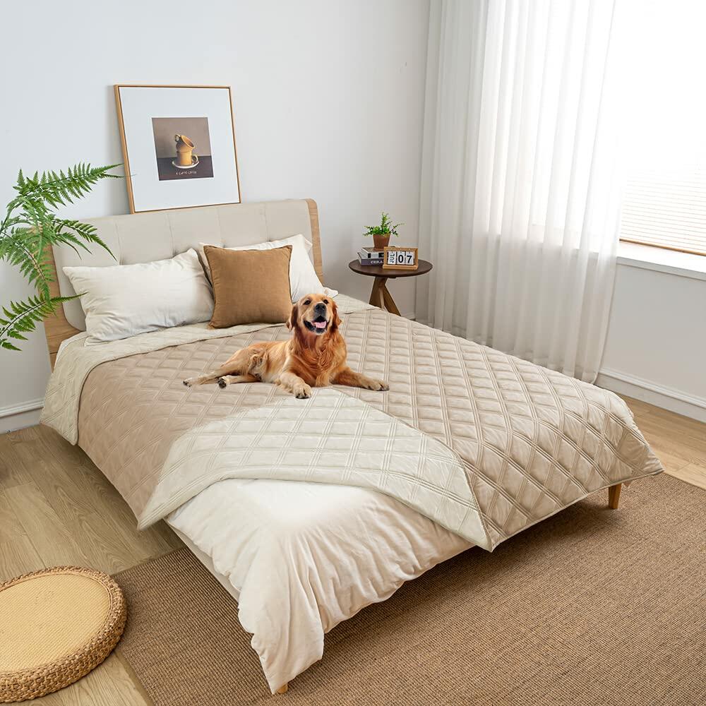 Waterproof & Reversible Pet Cover for Couches, Sofas & Furniture - 82x102 Inch Beige/Cream - Protects Against Pet Hair, Scratches & Spills - Perfect for Living Room, Bedroom & Pet-Friendly Homes