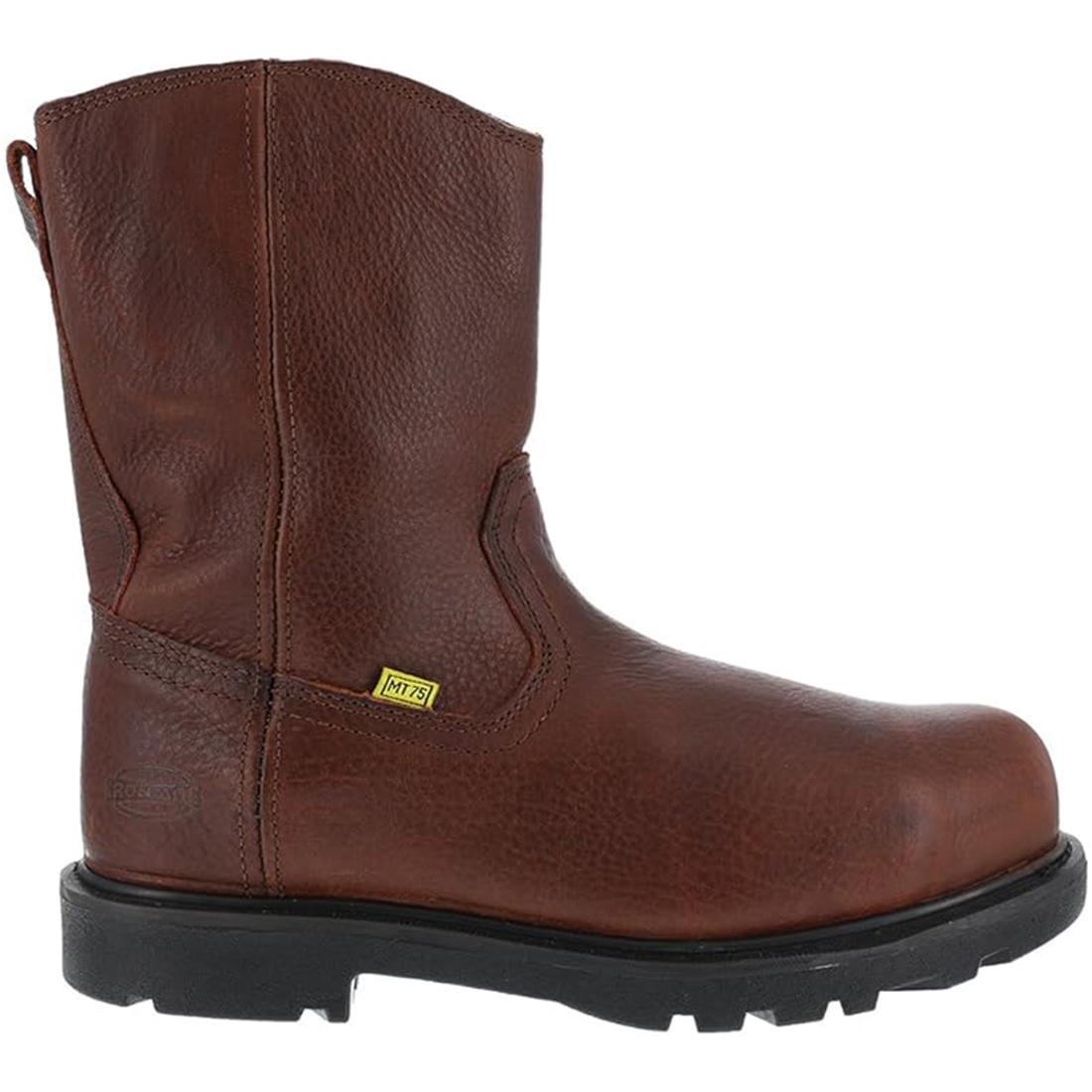 Hauler Composite Toe Waterproof Wellington Work Boots - 10 Inch Safety Shoes with Metatarsal Guard, Brown - Ideal for Construction, Warehouse & Outdoor Work