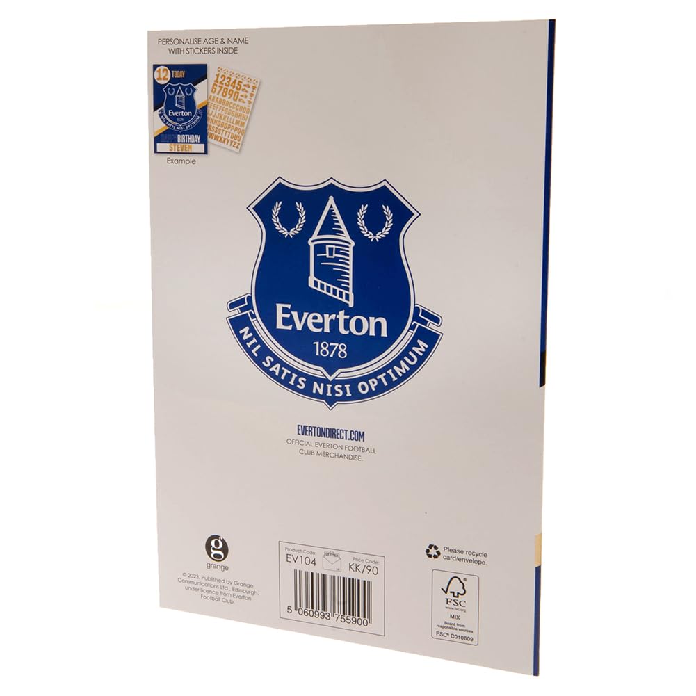 Everton FC Birthday Card with Customizable Name & Age Stickers - Perfect for Soccer Fans & Birthday Celebrations