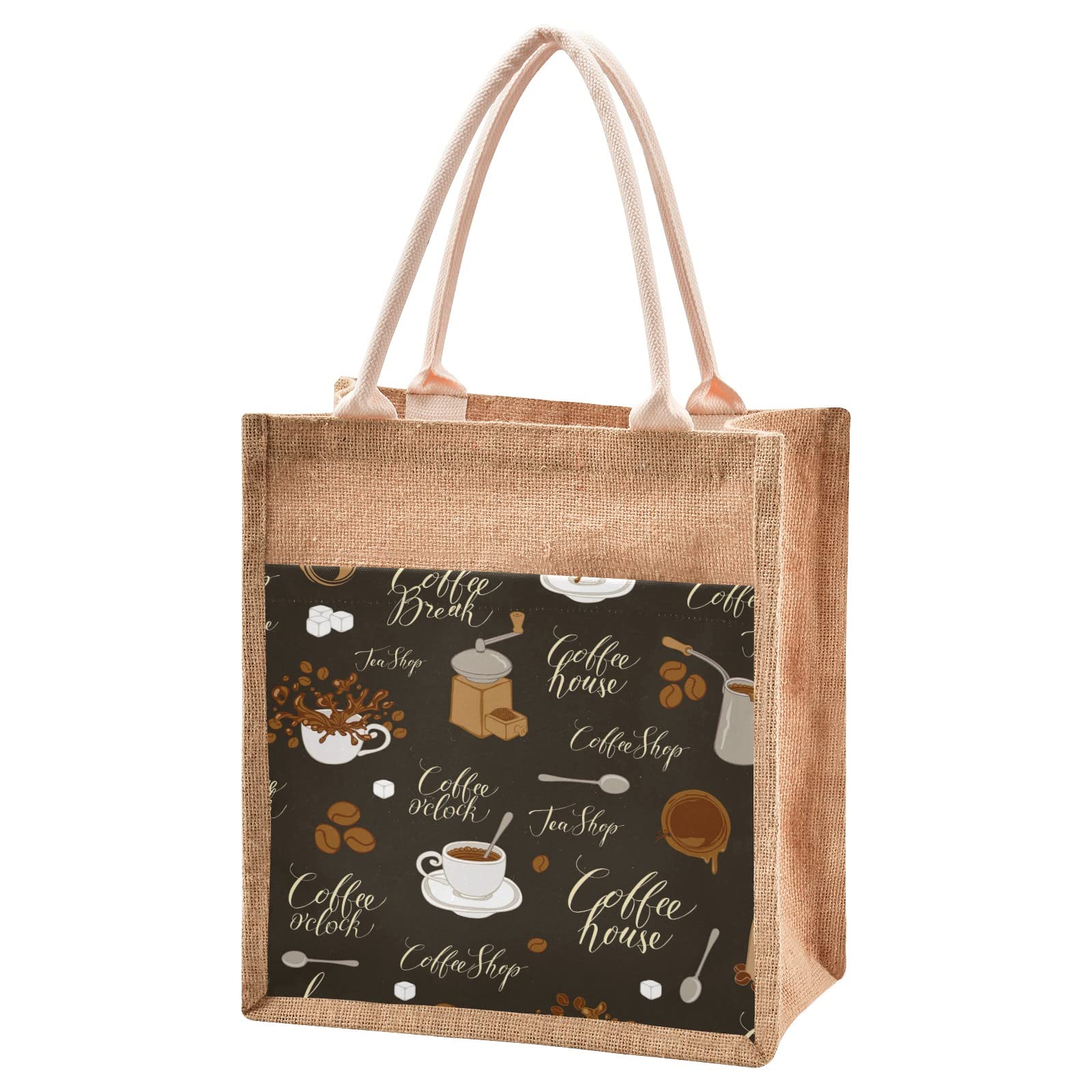 Eco-Friendly Jute Tote Bag - Waterproof Burlap Straw Grocery Shopping Bag for Coffee, Beach & Travel | Reusable & Durable for Daily Use, Market Trips & Picnics
