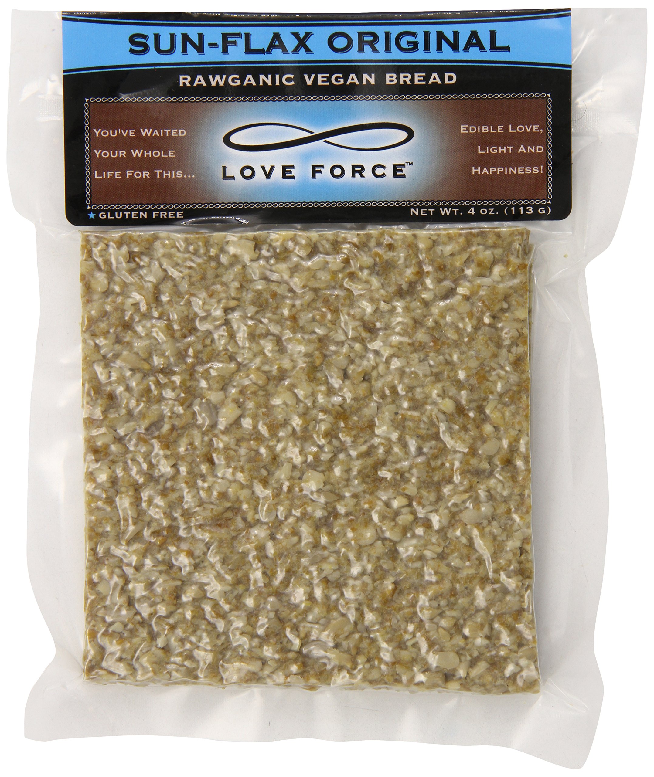 Love Force Rawganic Vegan Bread - Sun Flax Original, 4 Ounce | Organic, Gluten-Free, Non-GMO | Perfect for Breakfast, Snacks & Healthy Lifestyle