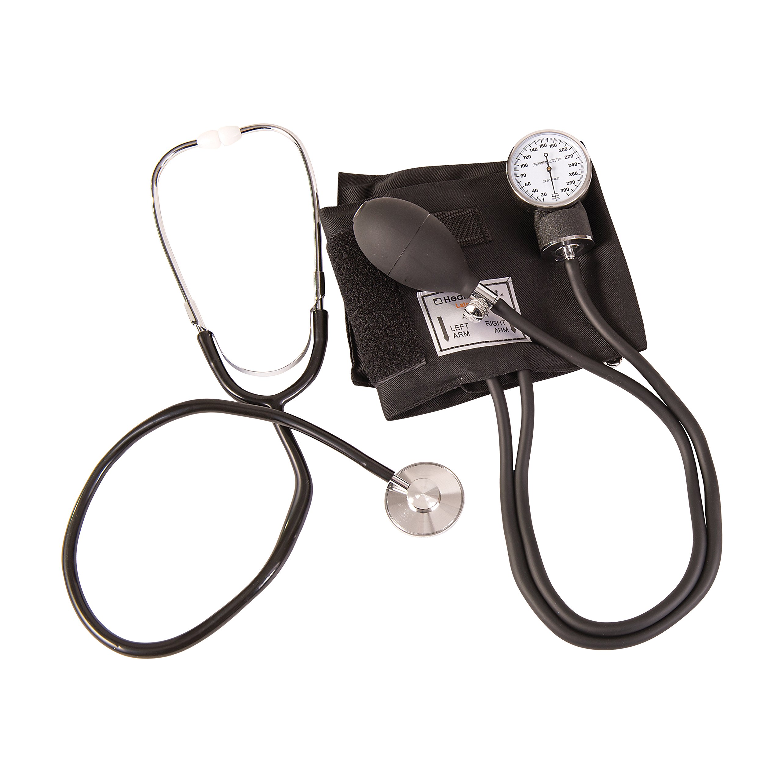 MABIS Professional Aneroid Sphygmomanometer - Accurate Blood Pressure Monitor with Stethoscope, Adjustable Adult Cuff & Portable Carrying Case (Black) - Ideal for Home Use, Clinics, and Medical Professionals