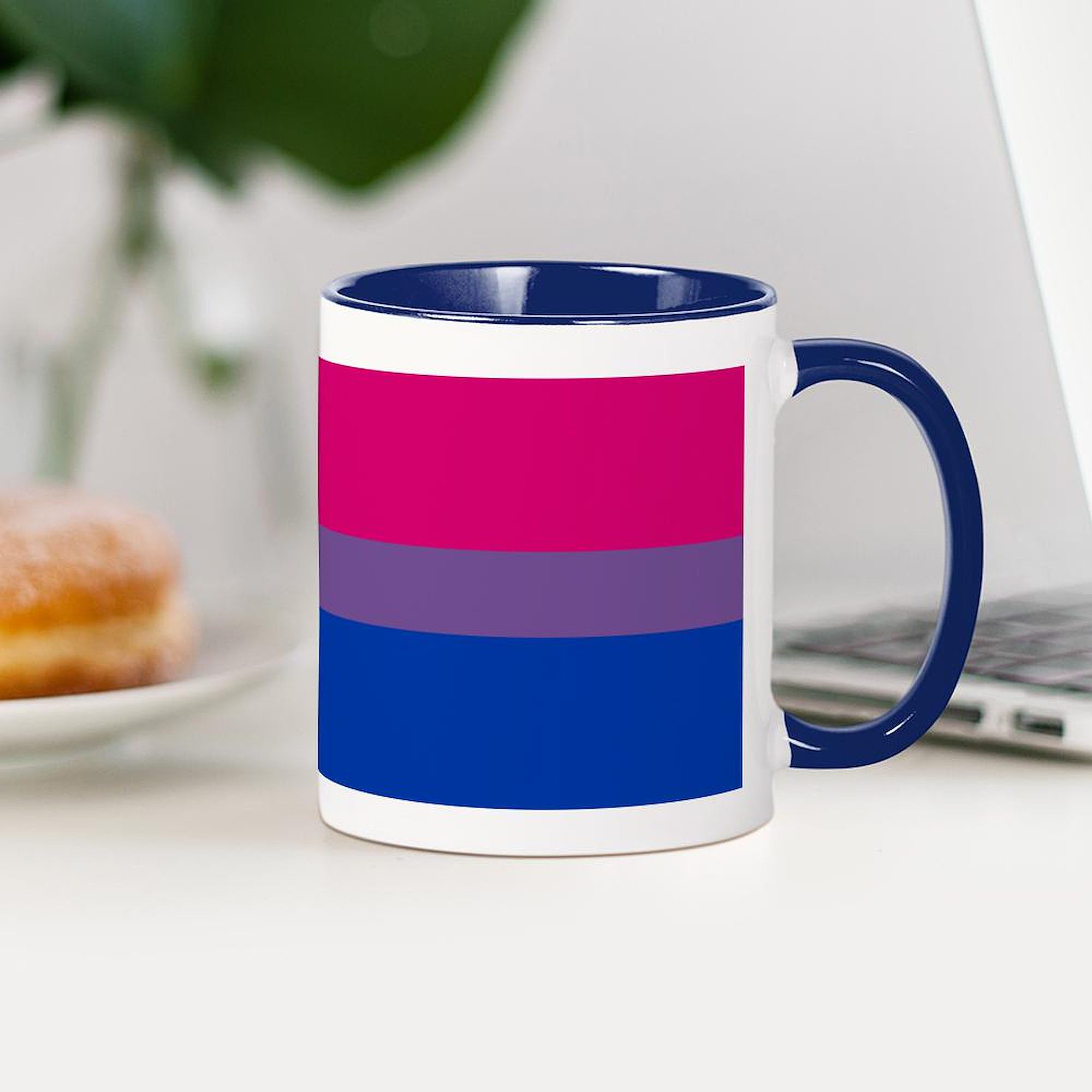 Bisexual Pride Mug 11 oz (325 ml) - Ceramic Coffee Cup with Rainbow Design - Perfect for LGBTQ+ Support, Office Use & Gift Giving