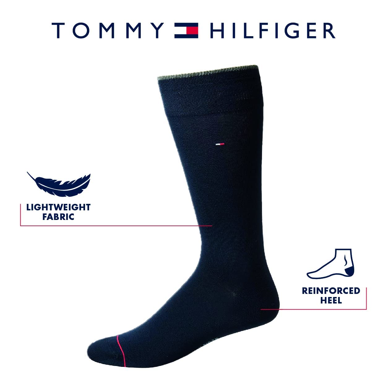 Tommy Hilfiger Men's Dress Socks 5-Pack - Lightweight Comfortable Crew Socks with Reinforced Heel for Business & Formal Wear (Size 7-12) - Perfect for Office, Weddings & Special Occasions