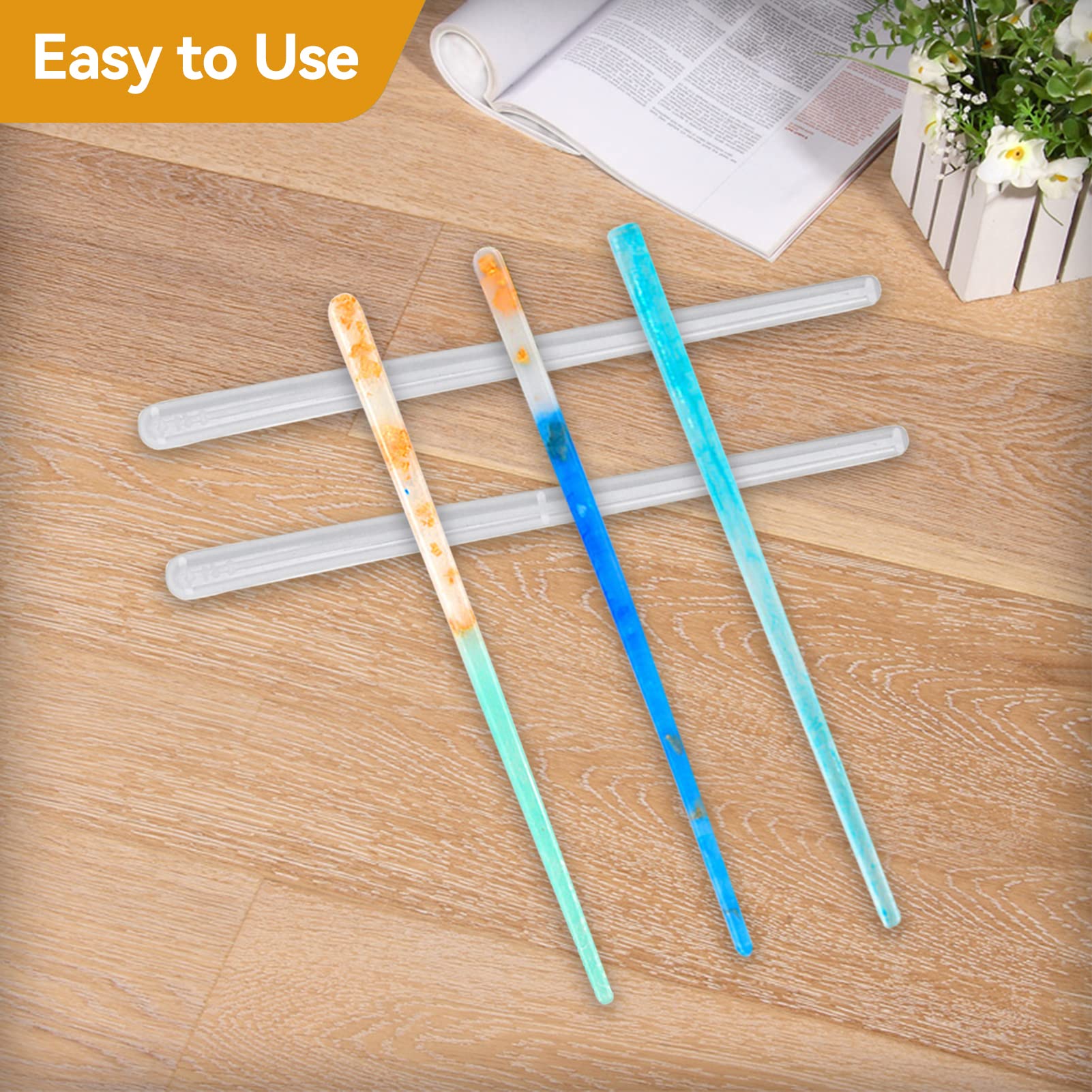 5pcs Silicone Resin Hairpin Molds for DIY Jewelry Making - Hair Chopsticks Epoxy Casting Molds, Crafting Tools for Hair Accessories & Jewelry - Perfect for Handmade Gifts, Wedding Favors, and DIY Craft Projects