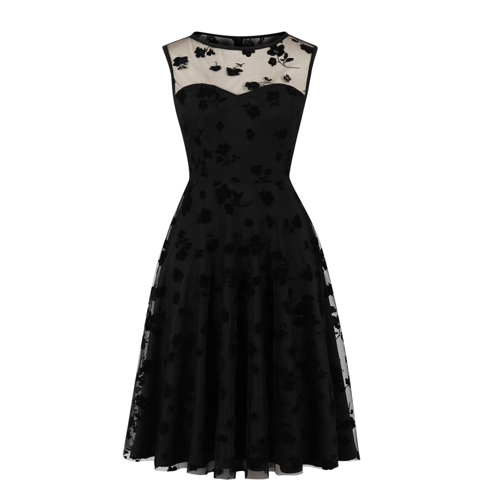 Classic Hepburn-Style 3/4 Sleeve Tie Turtleneck Cocktail Dress for Women | Retro Plaid Tea-Length Gown | Perfect for Wedding Guest, Cocktail Party & Formal Occasions