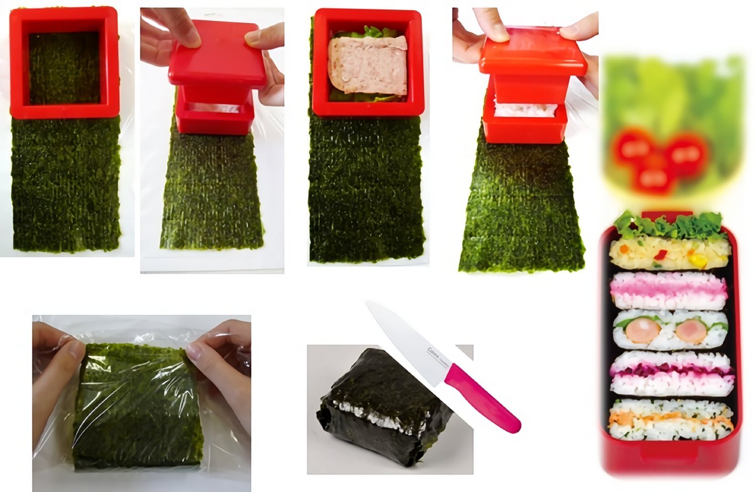 Japanese Onigiri Sand Maker - Onigirazu Cube Box White C-451 for Bento Lunch Box | Perfect for Home Meal Prep, School Lunches & Picnics