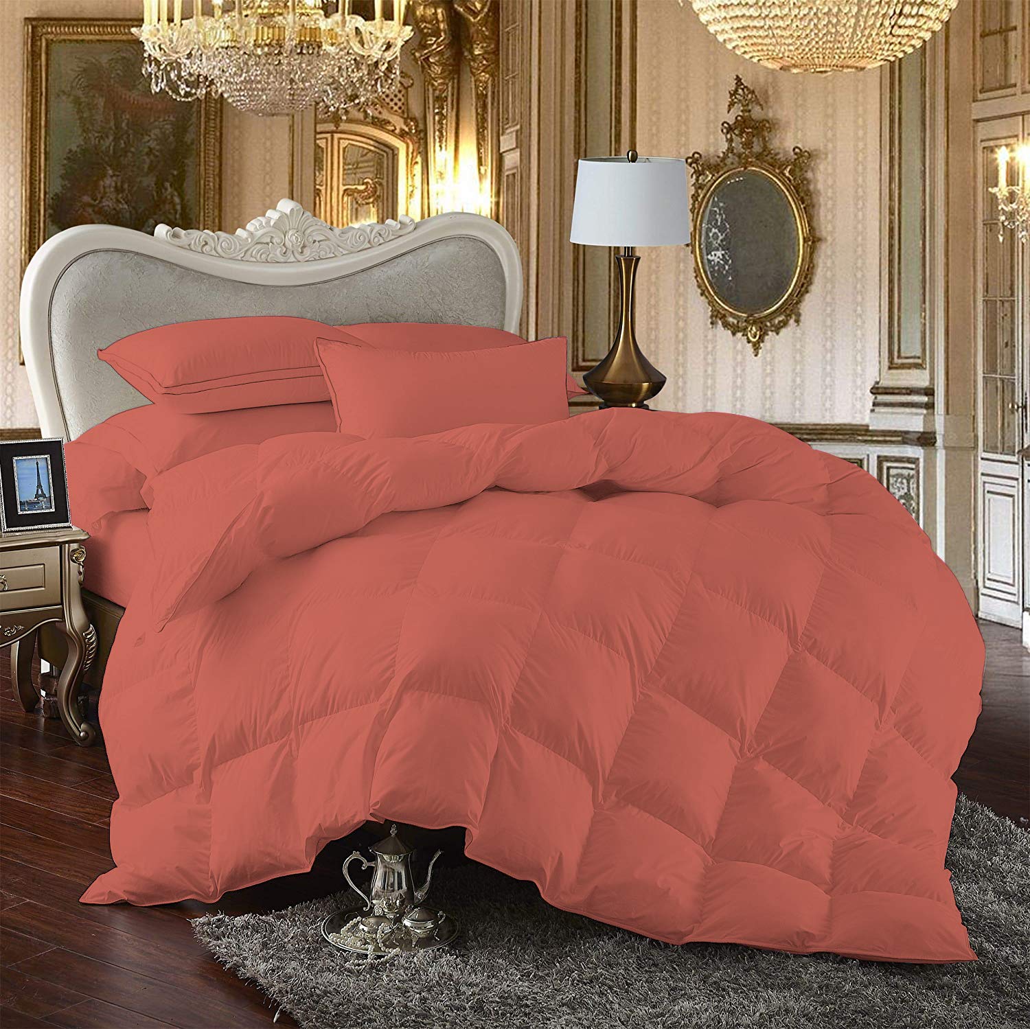Kooton King Deluxe All Seasons Twin/Twin XL 1200 Thread Count Solid Brick Red Down Alternative Comforter - Super Soft Premium 100% Egyptian Cotton - Perfect for Bedroom, Guest Room & Dormitory