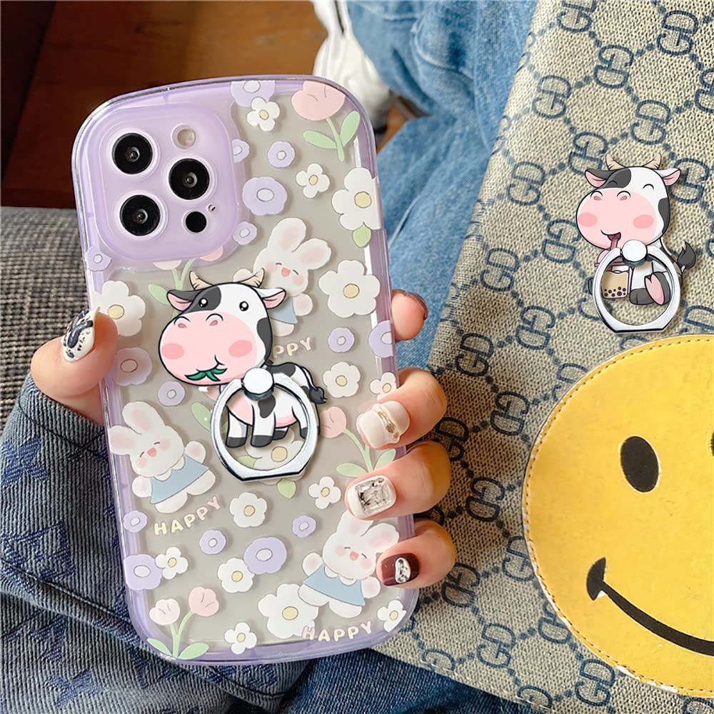 360° Rotating Cow Phone Ring Holder Stand - 2 Pack Finger Grip for Cellphones, Smartphones & Tablets | Perfect for Hands-Free Viewing, Selfies & Secure Grip While Commuting