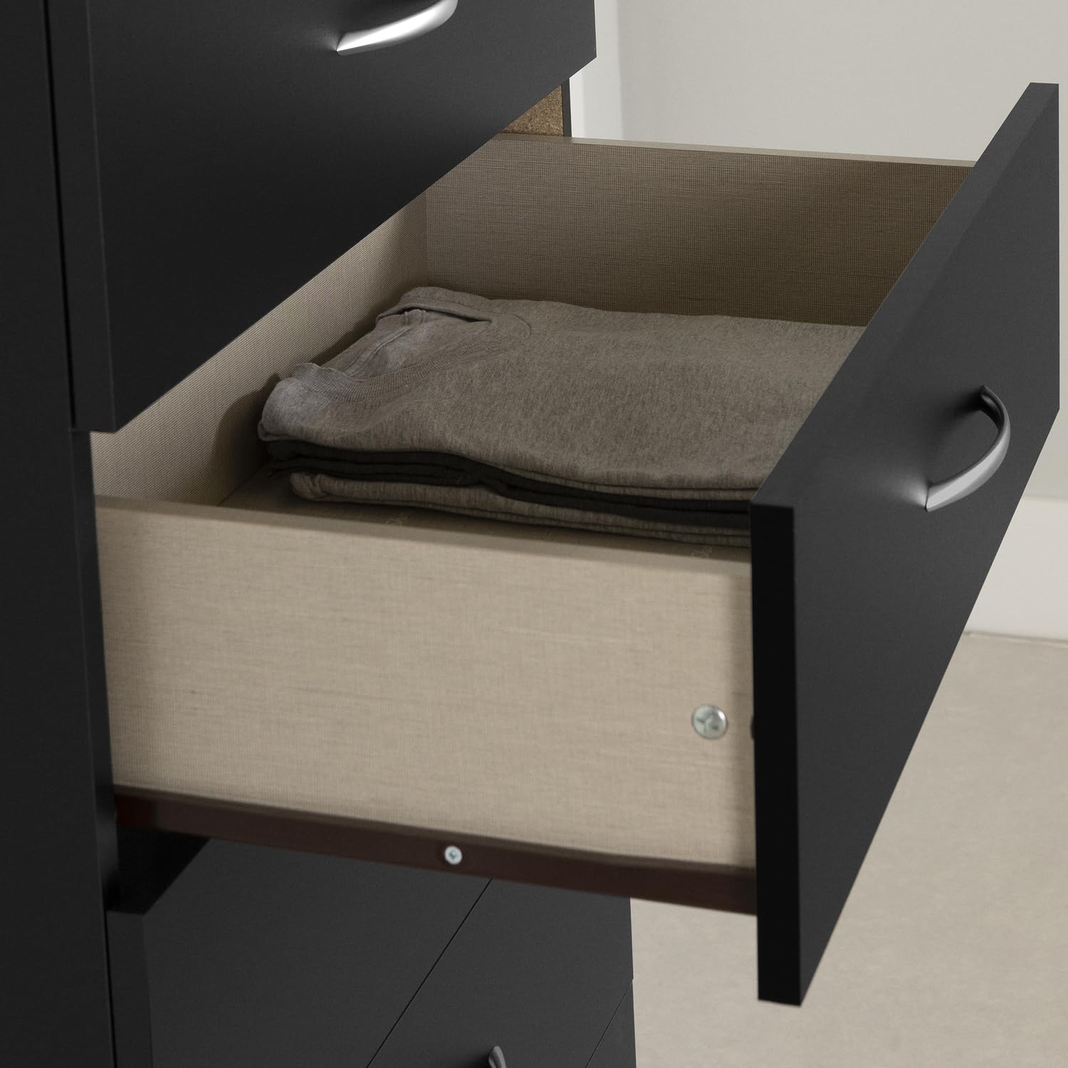 South Shore Step One 6-Drawer Lingerie Chest in Pure Black - Stylish Storage Solution for Bedroom, Closet & Dorm Organization