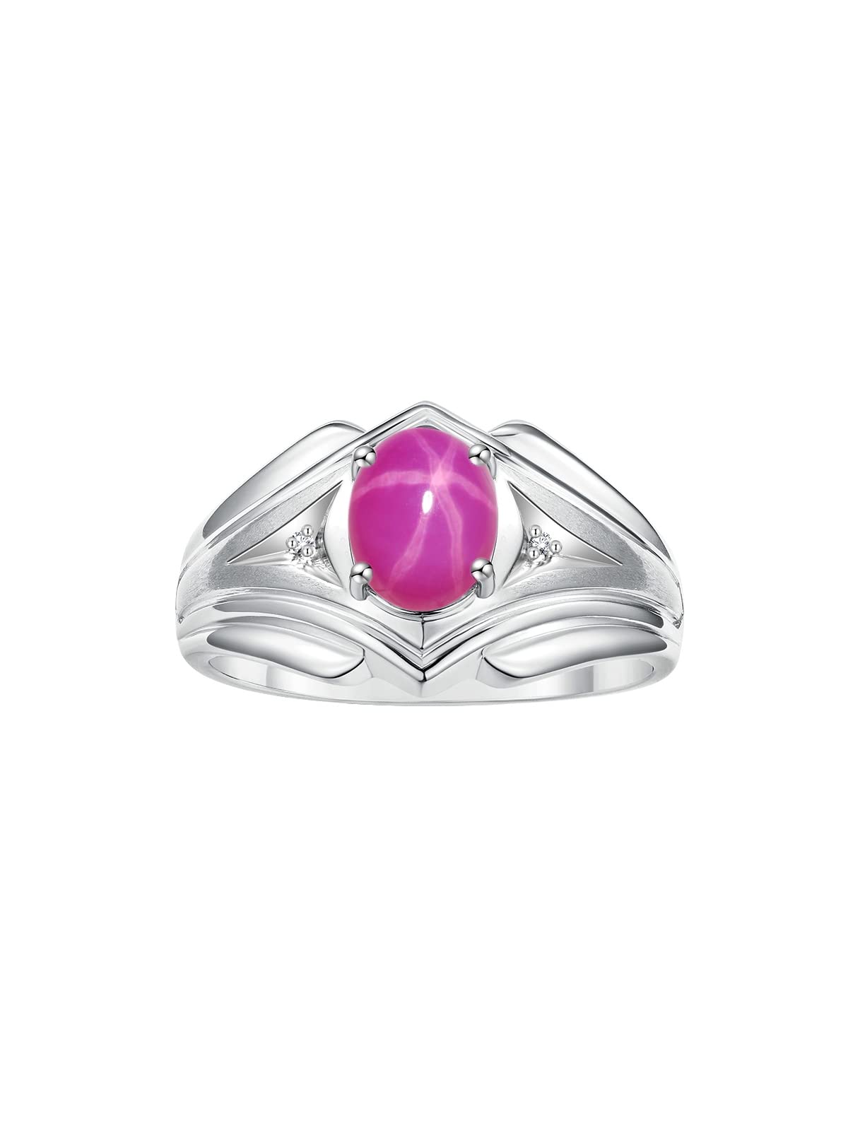 Rylos Men's Sterling Silver Rings - Classic 9X7MM Oval Gemstone & Diamond Ring with Birthstone Options (Sizes 8-13) | Perfect for Weddings, Anniversaries & Gifts