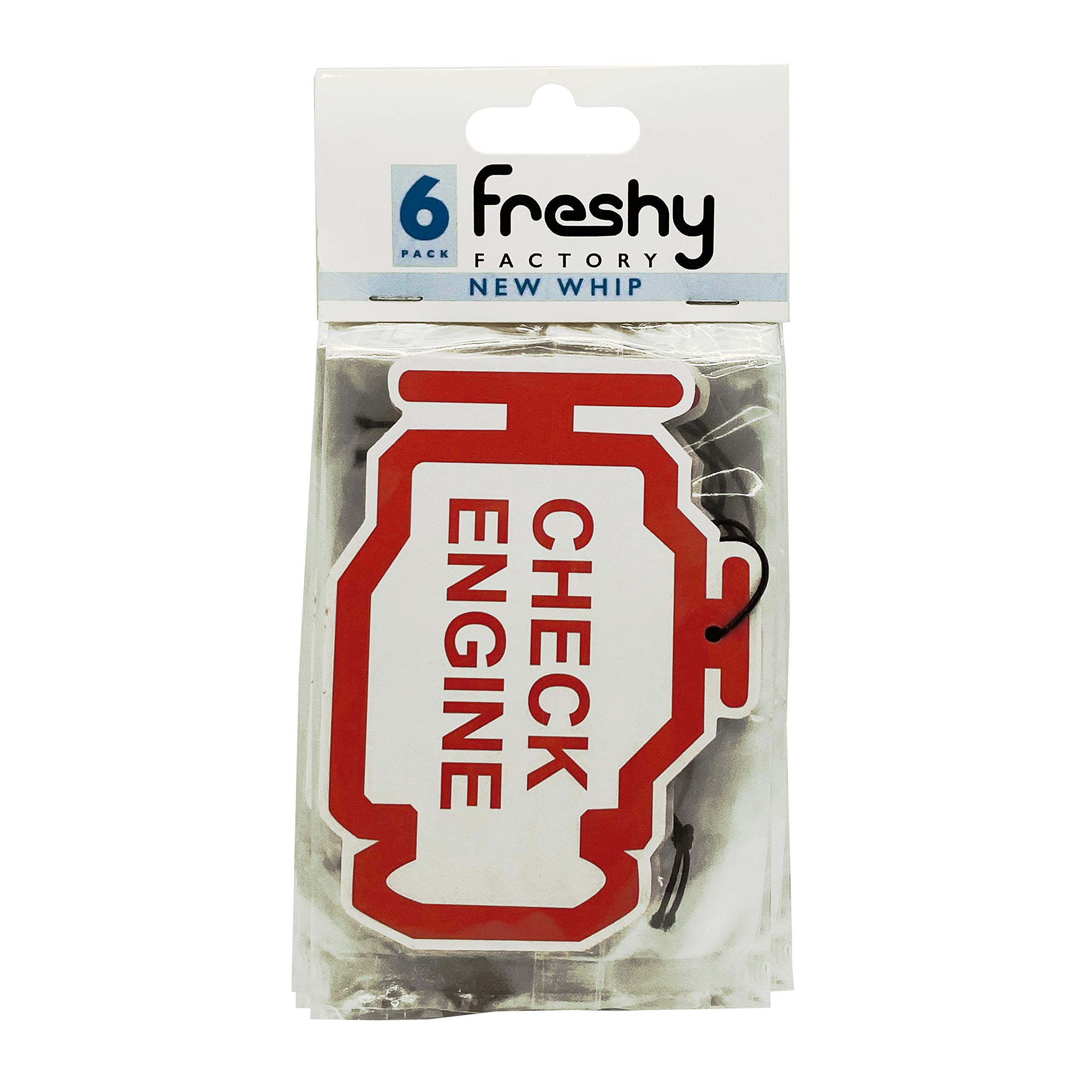 Freshy Factory Check Engine Car Air Freshener - 6 Pack New Car Scent Funny Auto Accessory for Cars, Trucks & SUVs | Perfect for Road Trips, Commuting & Gag Gifts