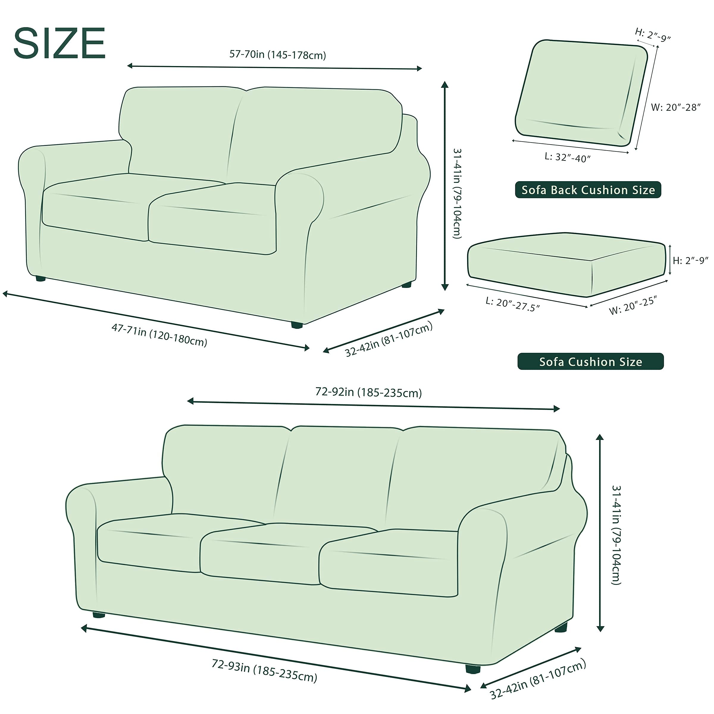 CHUN YI Loveseat Sofa Cover Set - Stretchable Jacquard Fabric Slipcover with Detachable Backrest & Cushion Covers, Checkered Design (Coffee Brown) - Perfect for Living Room, Apartment Furniture Protection & Home Decor Upgrade