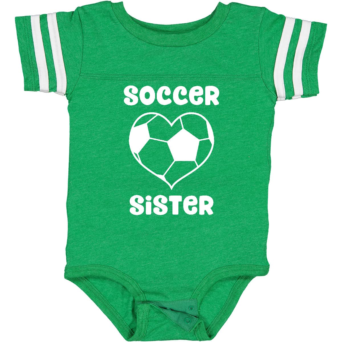 Inktastic Heart Soccer Sister Baby Bodysuit - Cute Matching Outfit for Siblings, Soccer Lovers & Family Photos