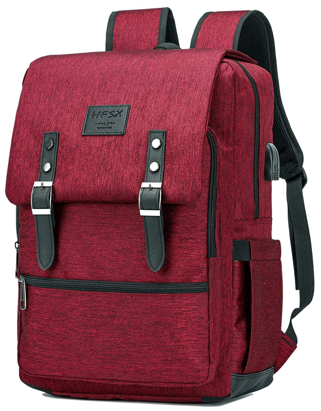 HFSX Vintage Anti-Theft Laptop Backpack for Men & Women, Water-Resistant Business Travel & College Bookbag, USB Charging Port, Fits 15.6 Inch Laptop, Stylish Design for Work, School & Outdoor Adventures