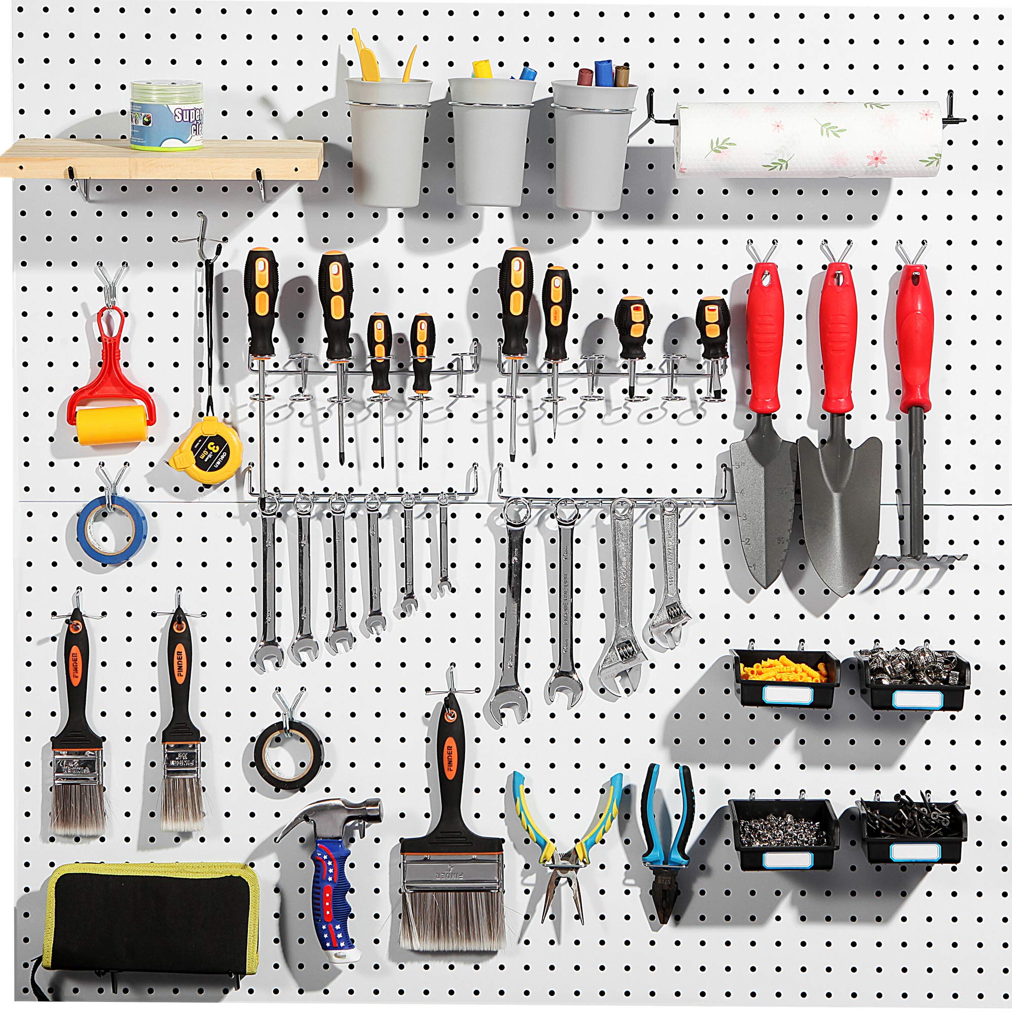 188-Piece Pegboard Hooks Set with Storage Bins & Peg Locks - Heavy Duty Tool Organizer for Garage, Workshop & DIY Projects (Includes 80 Secure Locks) - Perfect for Wall Mounted Tool Storage & Workspace Organization