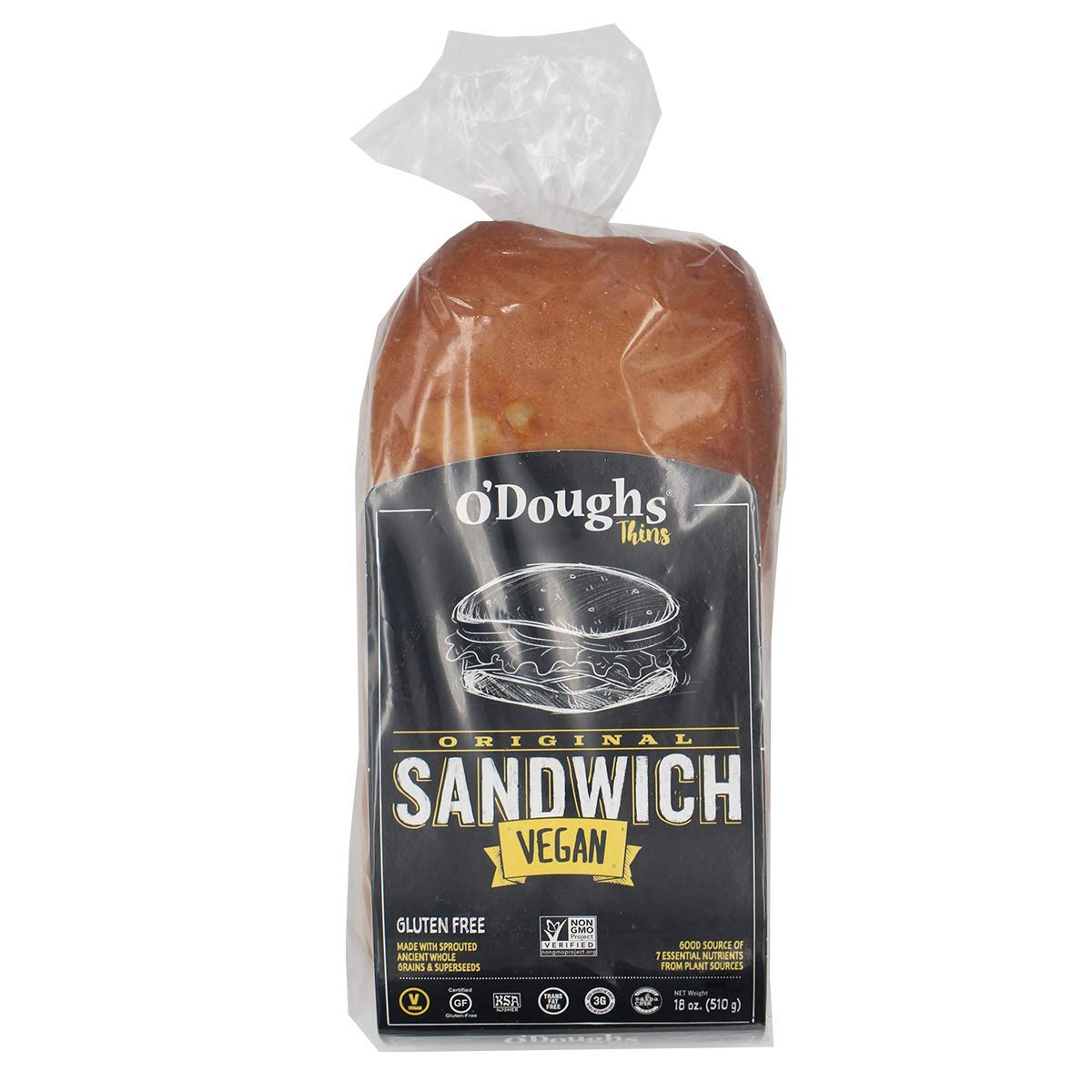 O'Dough Thins Original Sandwich Bread 18 oz - Presliced Gluten-Free Bread, Pack of 3 | Soft & Healthy Alternative for Sandwiches, Toast & School Lunches